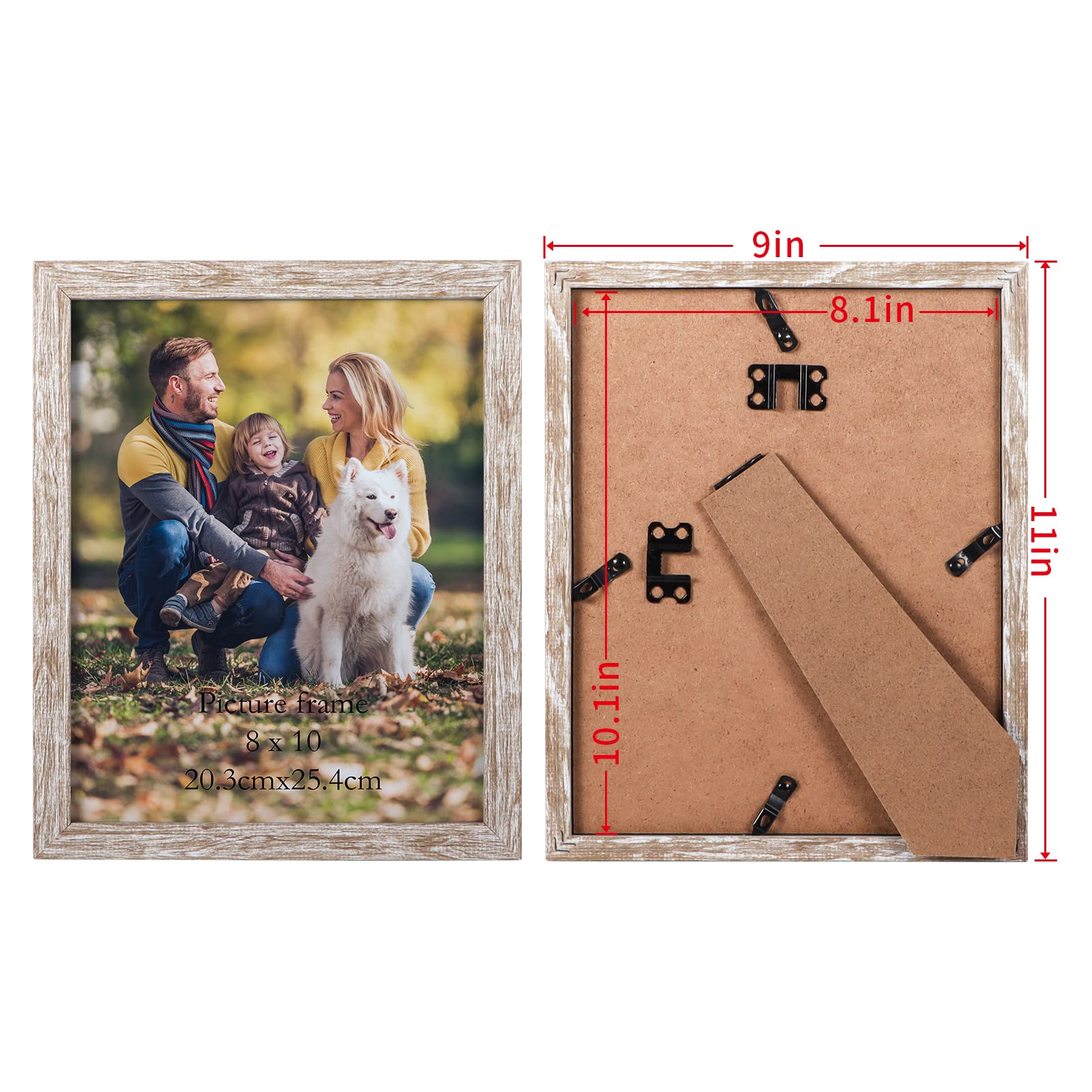 Lyeasw Cornice portafoto rustica, 8 x 10, set di 12 cornici, multi venatura del legno, per parete o tavolo, beige