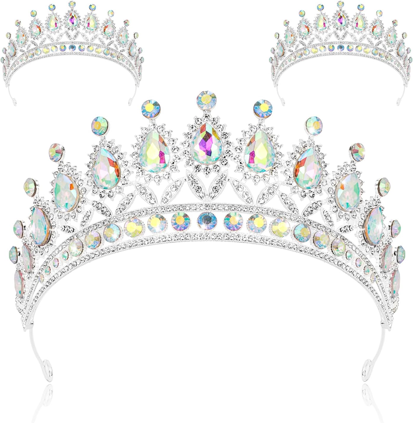 3 Pack Crystal Tiara and Princess Crown,Bridal Wedding Queen Headbands Prom Pageant Birthday Party Hair Accessories