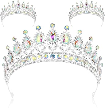 3 Pack Crystal Tiara and Princess Crown,Bridal Wedding Queen Headbands Prom Pageant Birthday Party Hair Accessories
