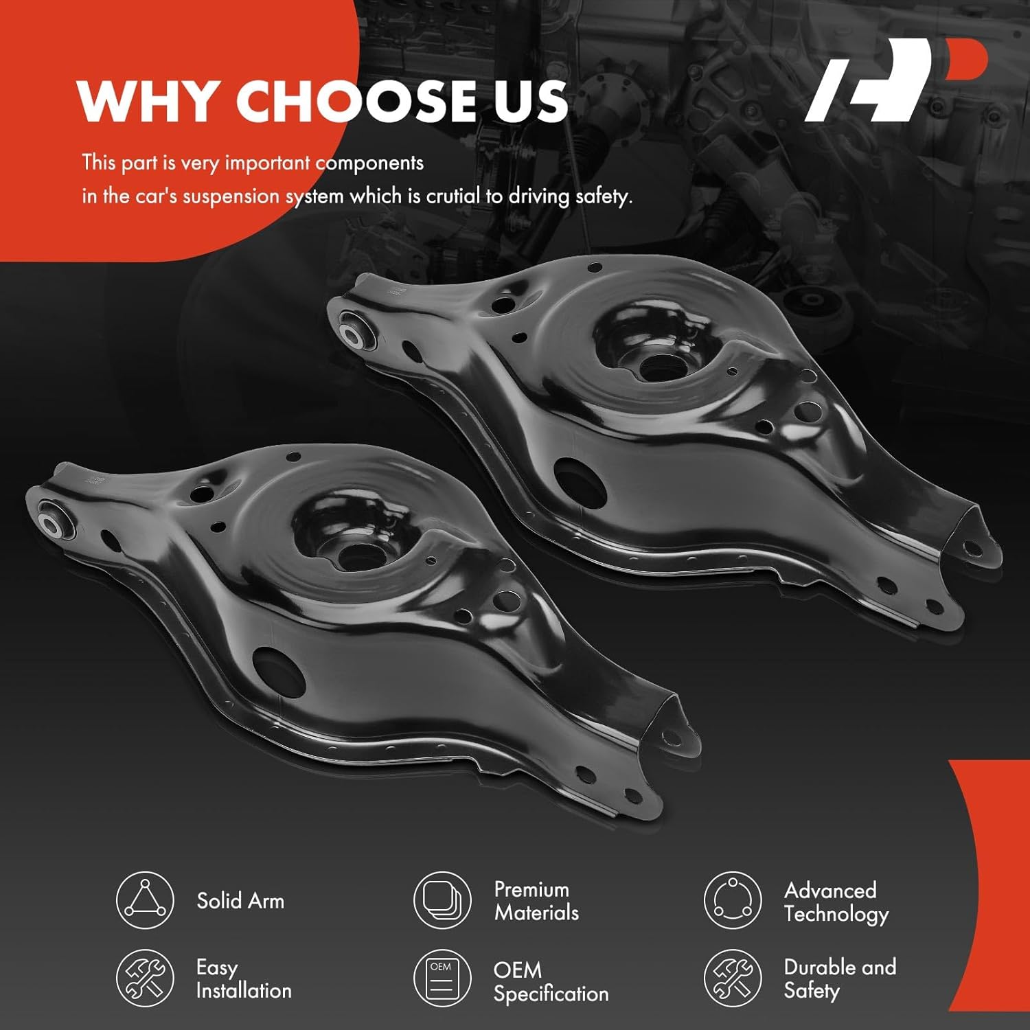 A-Premium 2 x Rear Lower Rearward Control Arm with Bushing Compatible with Nissan Murano 2009-2014