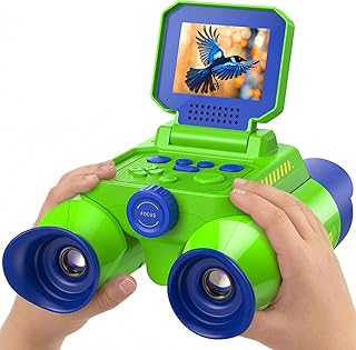 Binoculars for Kids with Night Vision, Ahalfcit 2.4" HD Screen & 10X Zoom for Photo and Video - Outdoor Adventure Binoculars Bird Watching, Camping, Hiking, Gifts for Kids Ages 4+ (Green)