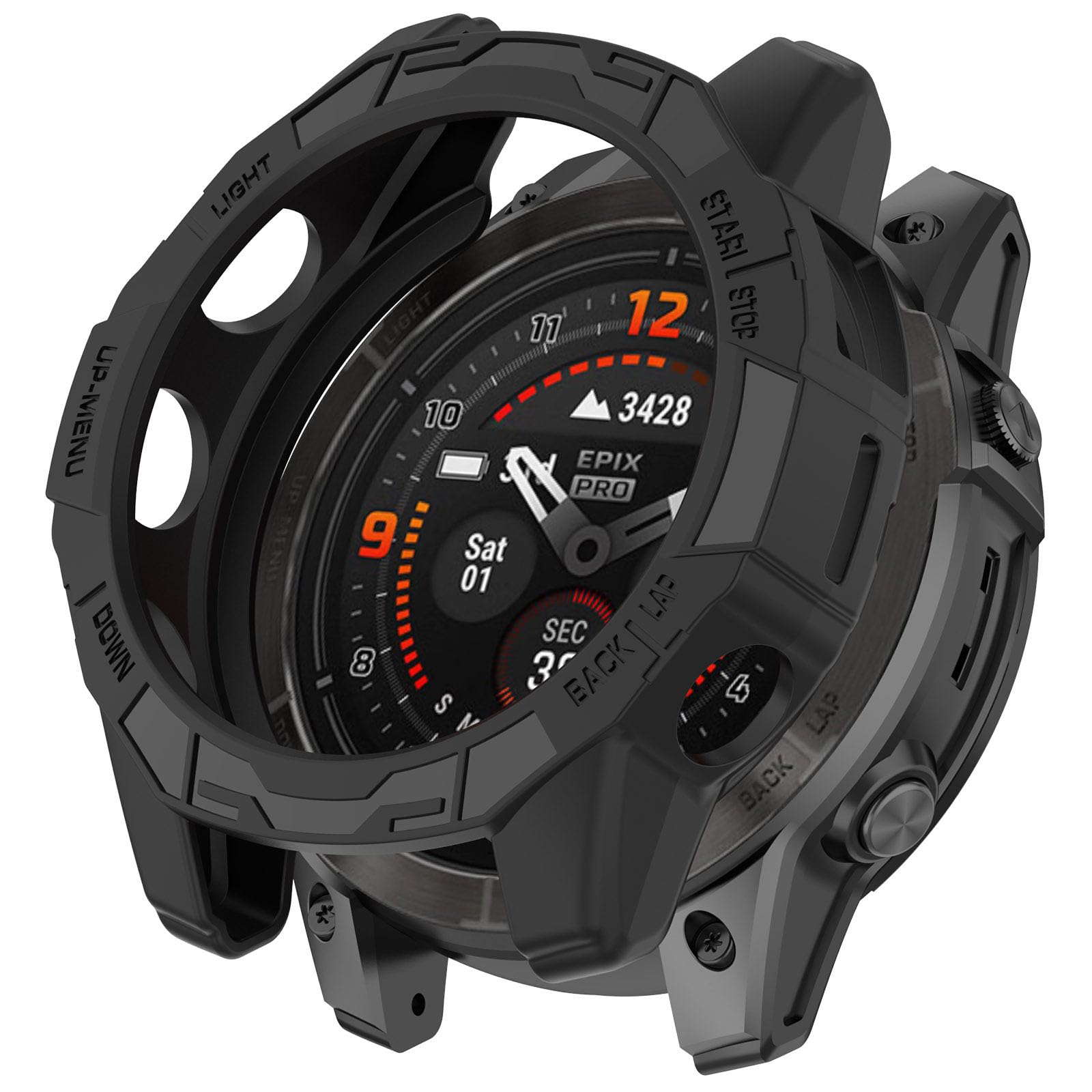 HUAYUWA Paquete de 2 fundas de TPU suave (negro y naranja) compatible con Garmin EPIX PRO de 51 mm / Fenix 7X PRO/Fenix 7X Smartwatch funda protectora accesorios