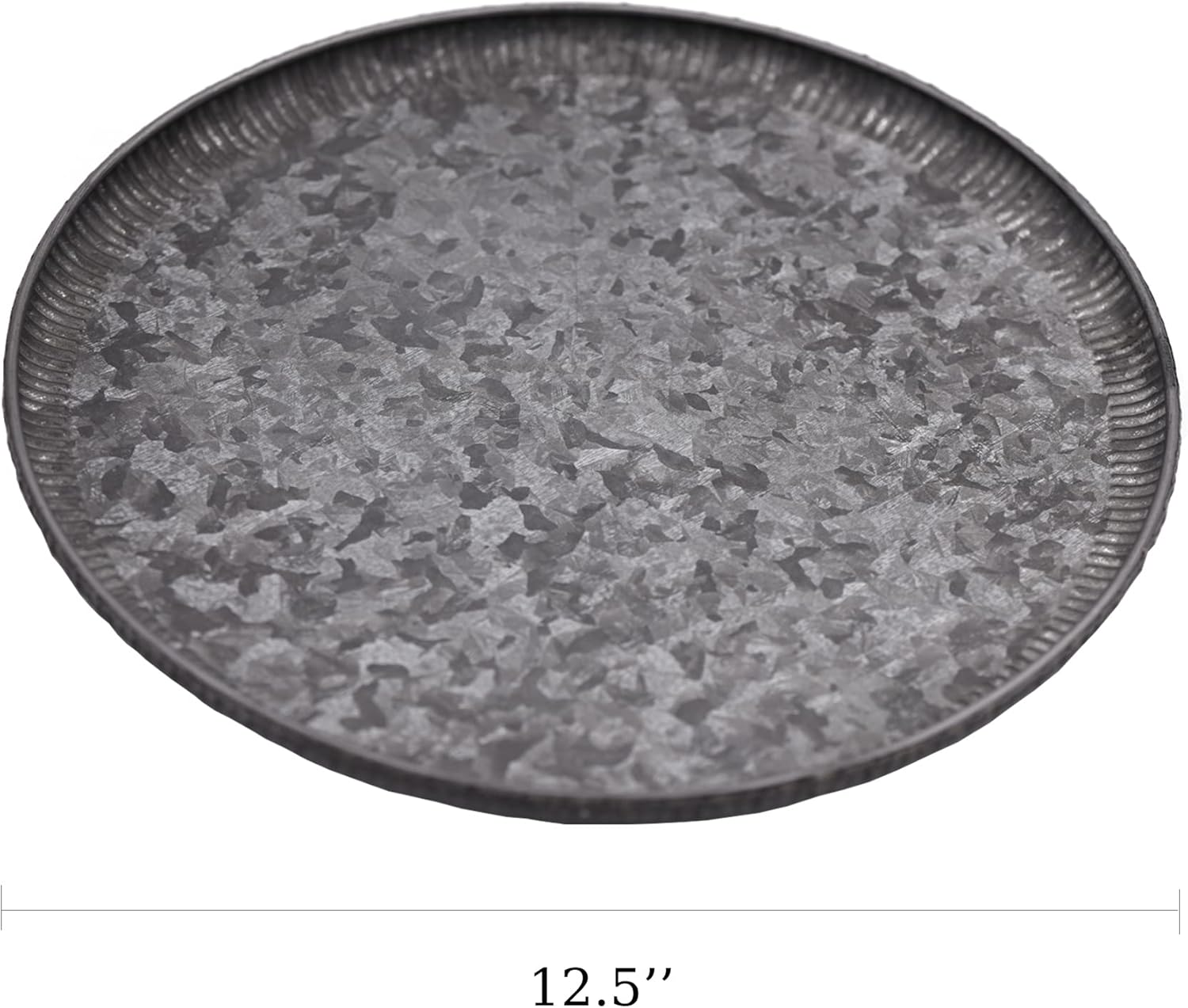 Funerom Round Galvanized Metal Tray Decorative Tray Corrugated Edges (12.6 inch) - Image 6