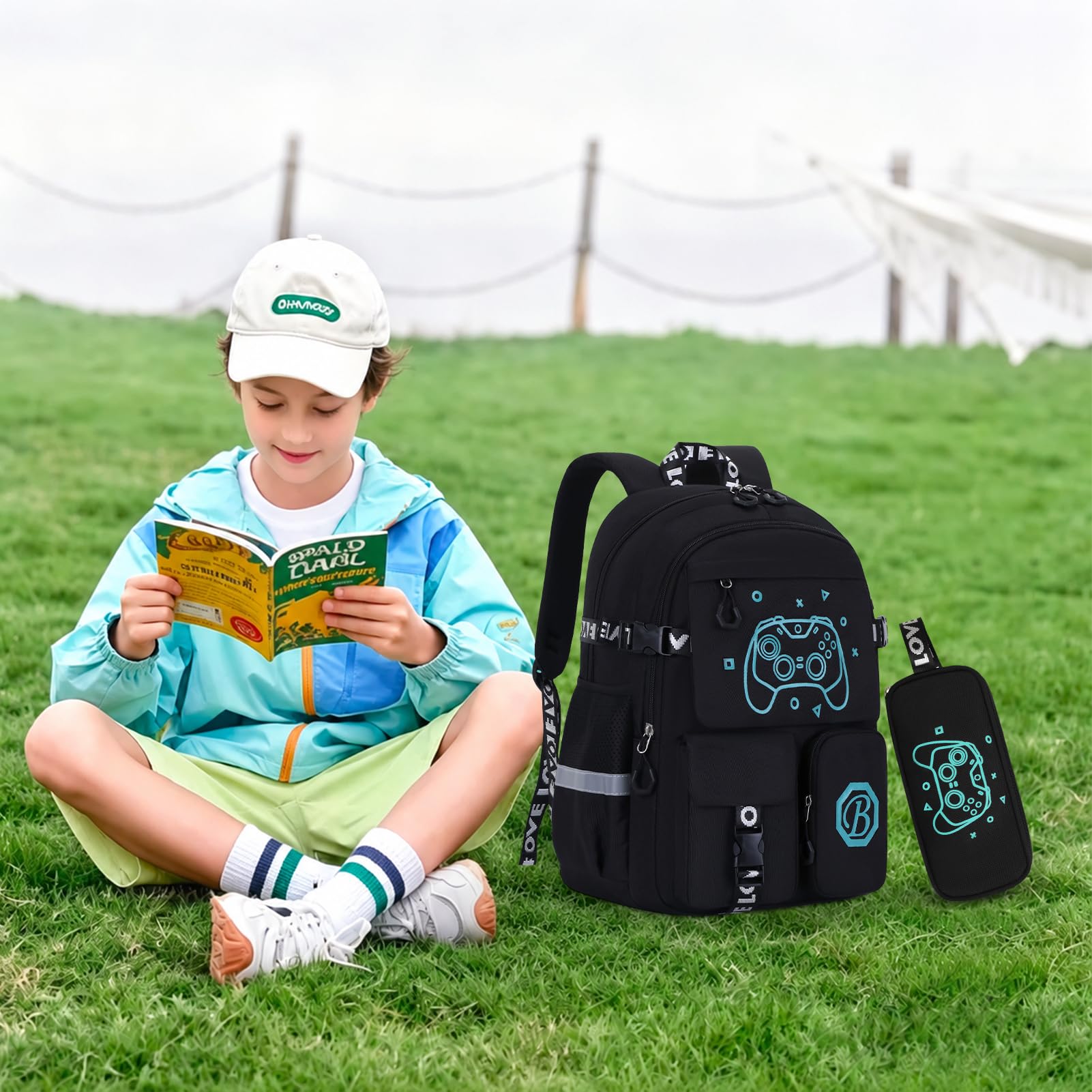 Lot de 2 Sacs à Dos d'École Adolescents avec Trousse