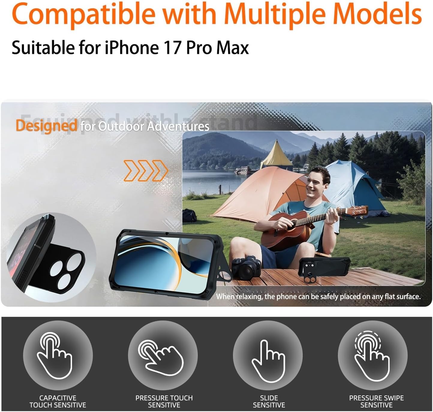 Rugged Case for iPhone 17/17 Air/17 Pro/17 ProMax, Full-Body Heavy Duty Shockproof Metal Bumper with Camera Lens Protector, Military-Grade Drop Protection(Silver,17 Air)