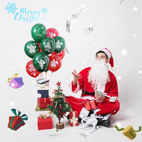 Miniatura 4 de 42 globos rojos y verdes para decoraciones de Navidad en interiores, globos de látex BIRSAT de 10 pulgadas para decoración de fiestas de Navidad,