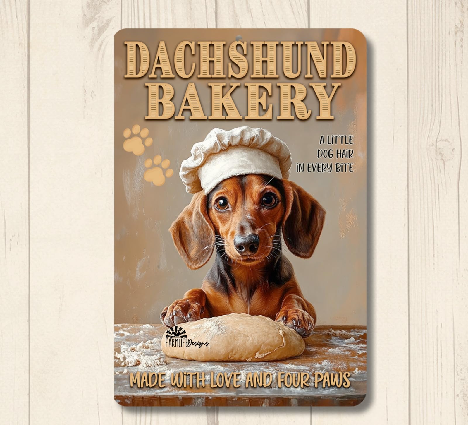 Dachshund Bakery wiener weiner dog chef funny metal tin doxie wall art kitchen home decor