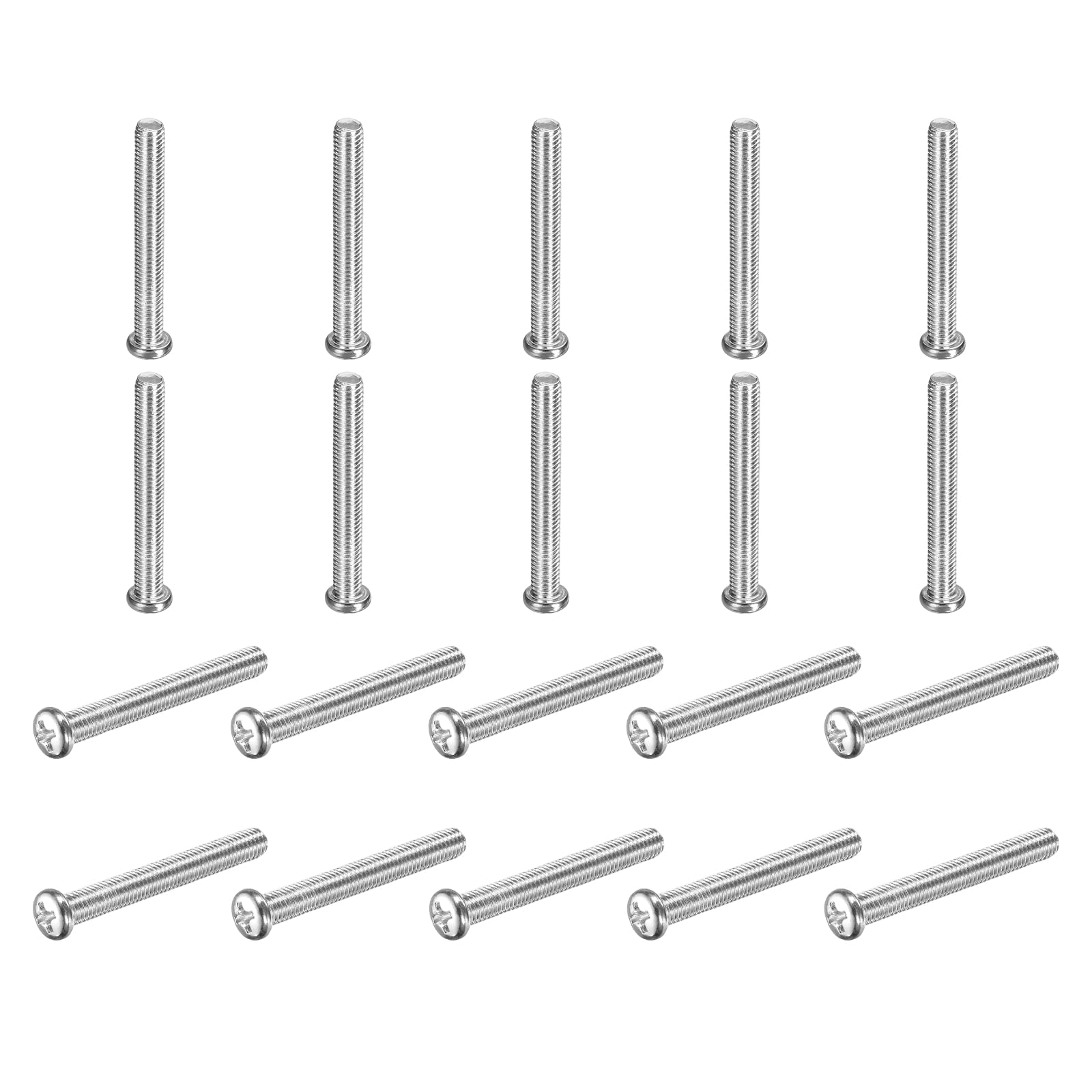 sourcing map 50 Pcs M5x40-0.8mm Phillips Pan Head Machine Screws, Carbon Steel Full Thread