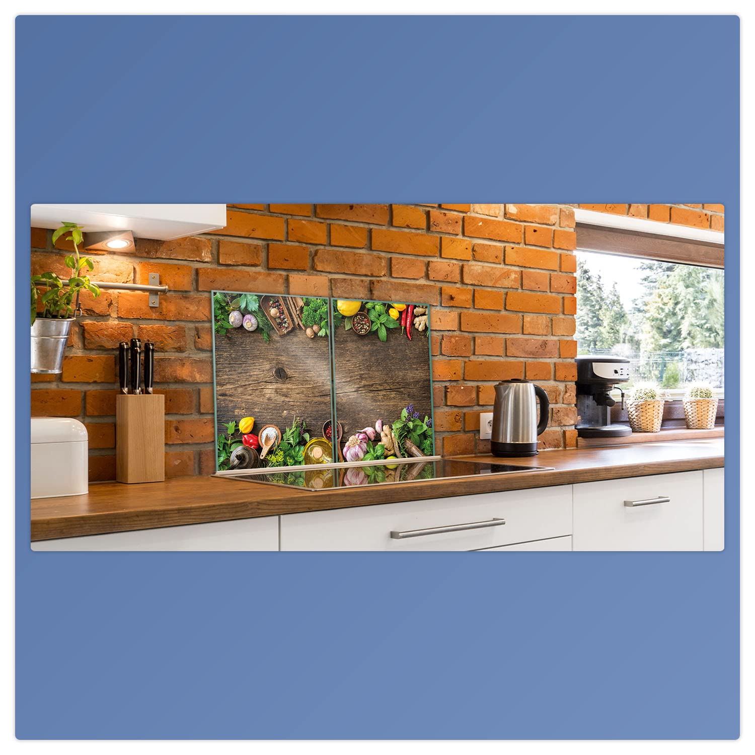 decorwelt | Herdabdeckplatten 2x40x52 cm 2-Teilig Gemüse Bunt Ceranfeldabdeckung Universal Spritzschutz Glas Deko Elektroherd Induktion für Kochplatten Herdschutz Schneidebrett Sicherheitsglas