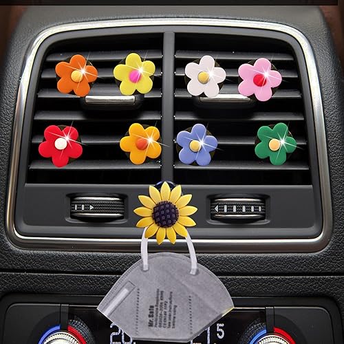 Miniatura 2 de 8 clips de ventilación de margaritas, clip de salida de aire acondicionado de flores lindas para ambientadores de automóvil, accesorios decorativos