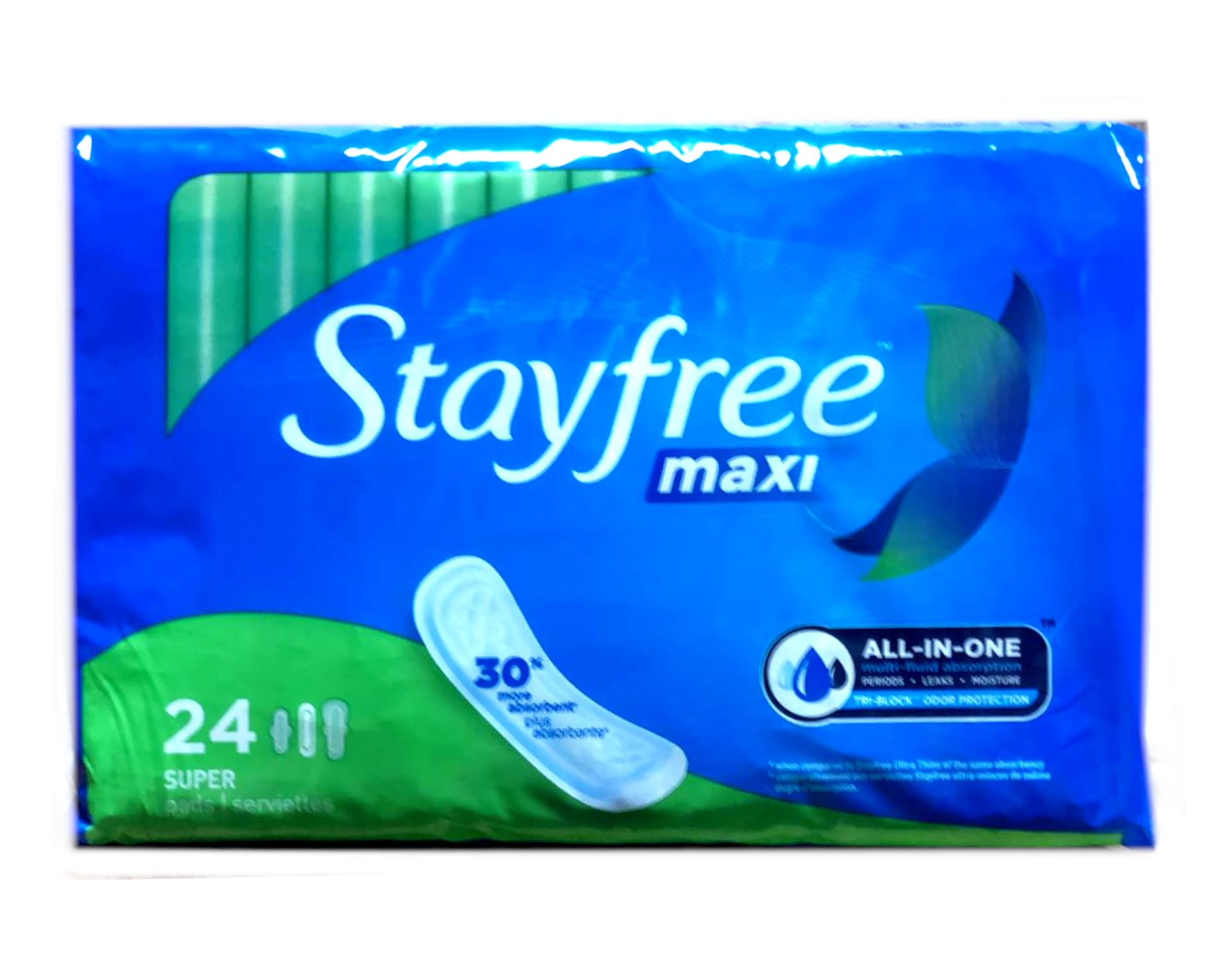 STAYFREE Super Maxi Pads, Size 2, 24 ea (Pack of 3)