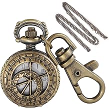 Tiong Bronze Mini Quartz Pocket Watch - Small Size, Retro Hollowed Out Design with Keychain and Necklace Chain, Unique Gift Accessory