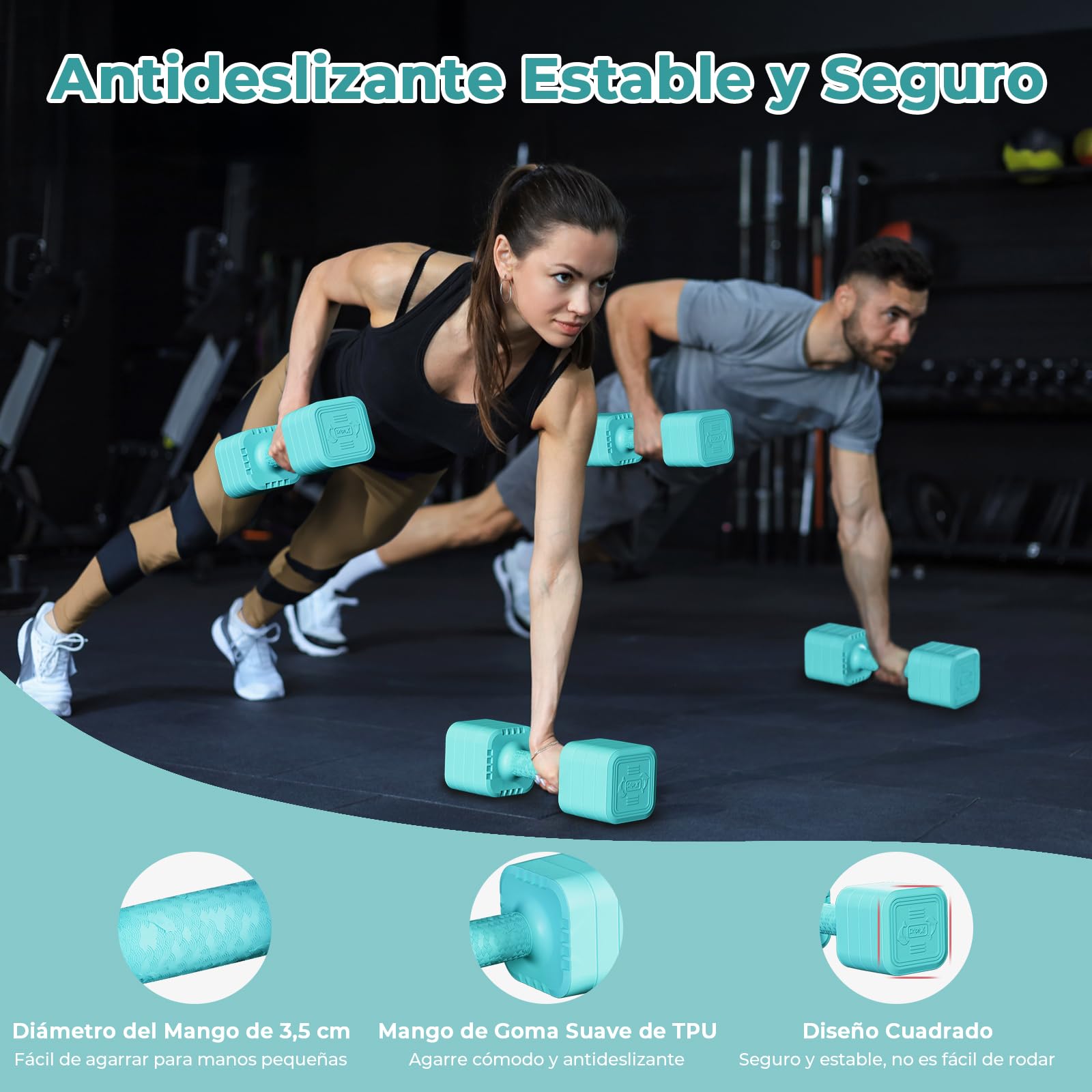 Dripex Mancuernas Ajustables de 2,5 kg/5 kg/7,5 kg/10 kg, Juego de Pesas con Mango Antideslizante para Mujeres Hombres Pesas Ajustables para Fitness Gimnasio en Casa