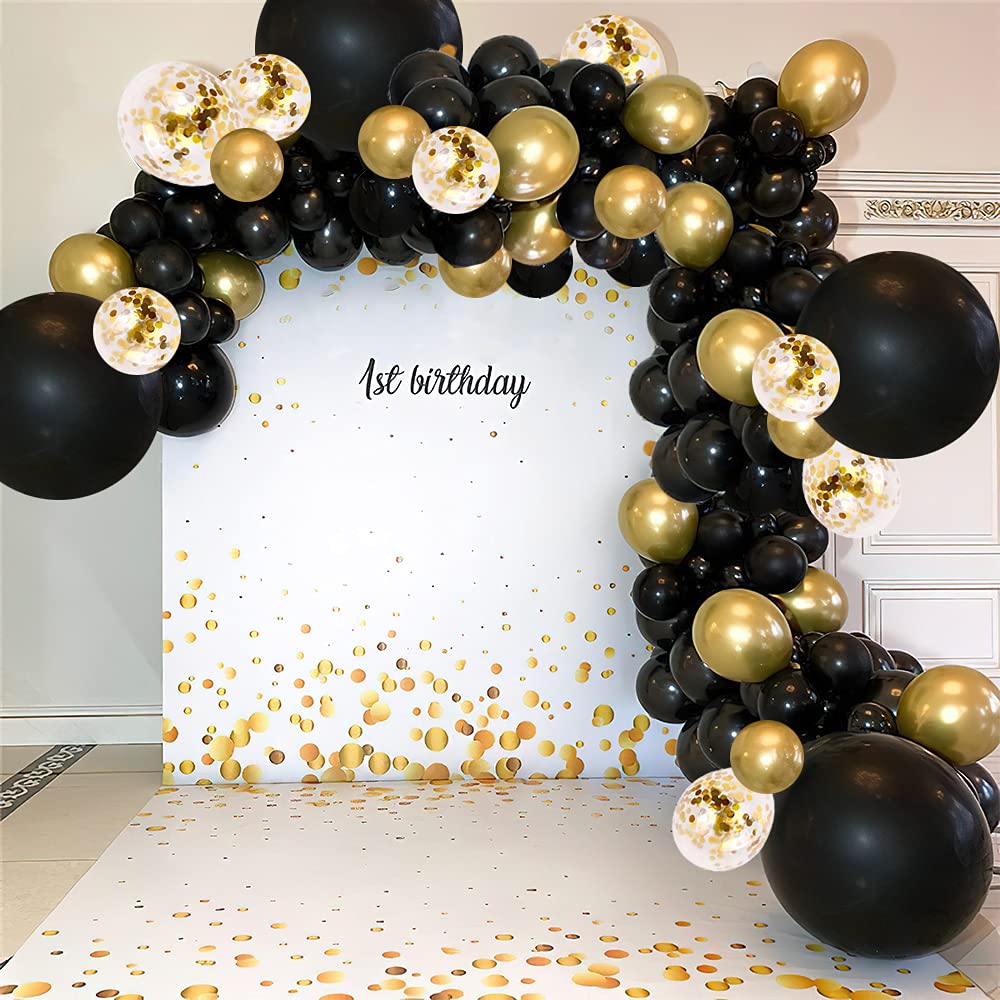 Black and Gold Balloon Garland Kit, 114Pcs Black and Gold Balloons