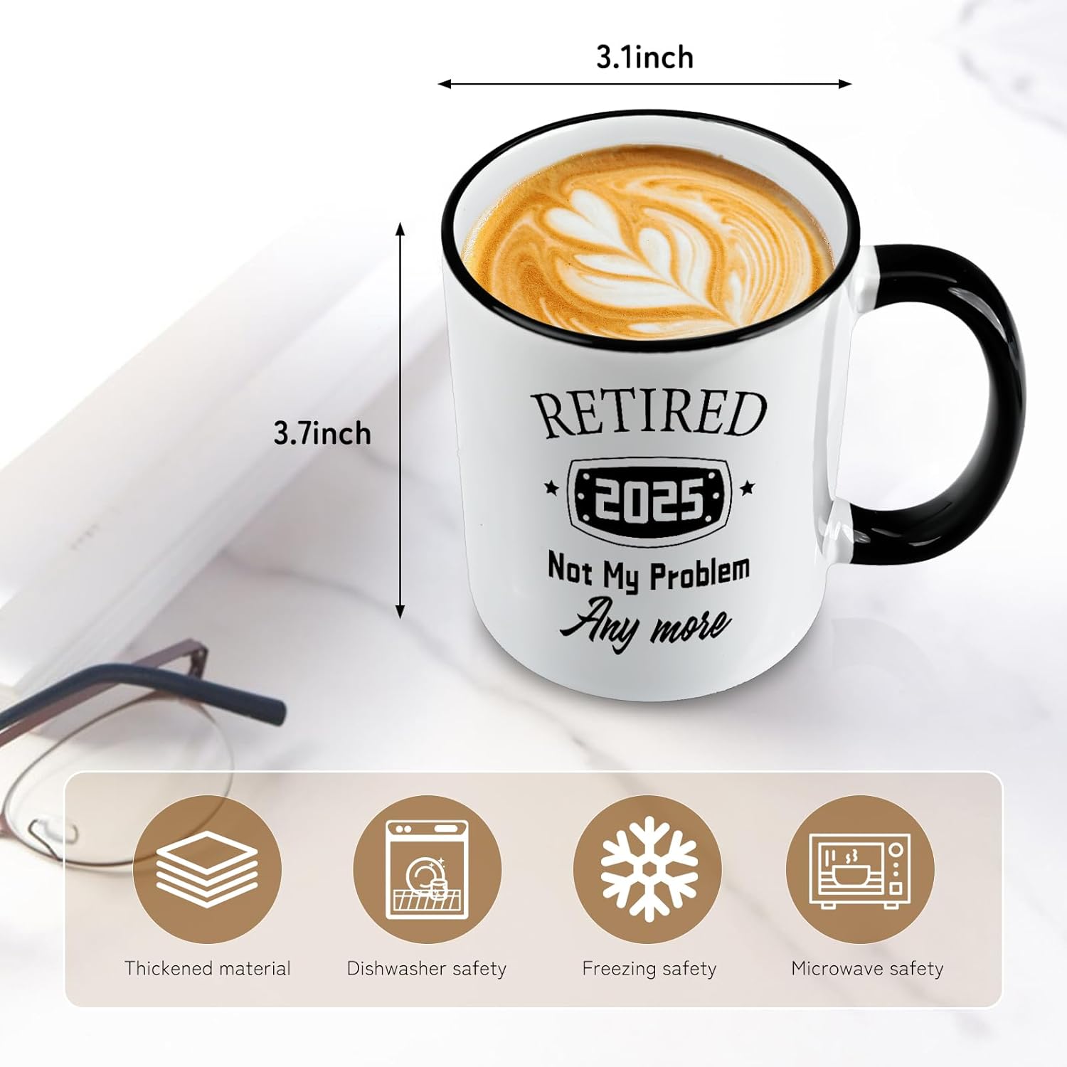 Retirement Gifts for Women Men, Retired 2025 Not My Problem Anymore Coffee Mug 11Oz, Retirement Gift for Retiree Grandpa Grandma Friend Coworker Boss Colleague Teacher Nurse, White - Image 6