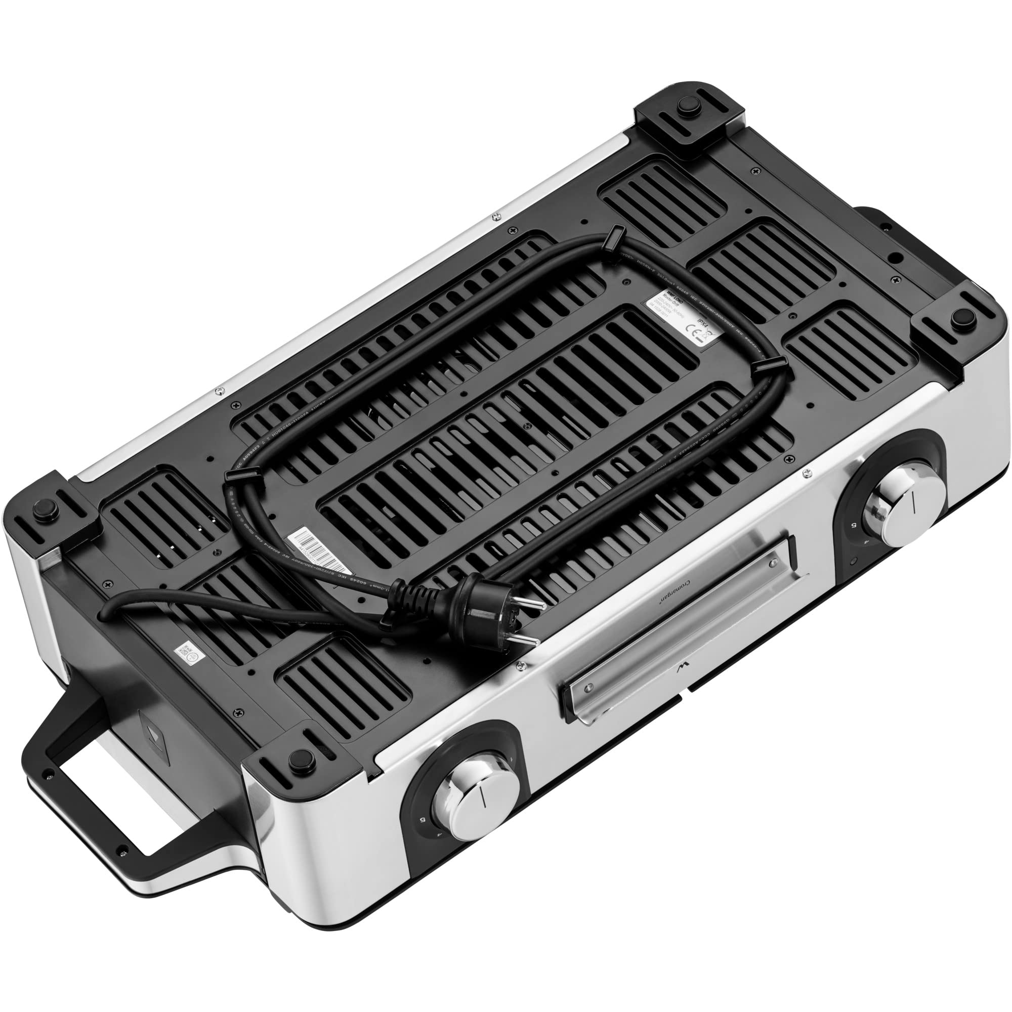 WMF Master Grill Lono, Griglia Elettrica per Interni ed Esterni con 2 Piastre Antiaderenti in Alluminio 28x50cm, Base in Acciaio Inox 18/10, Temperatura Regolabile, Facile da Pulire, 2400 W