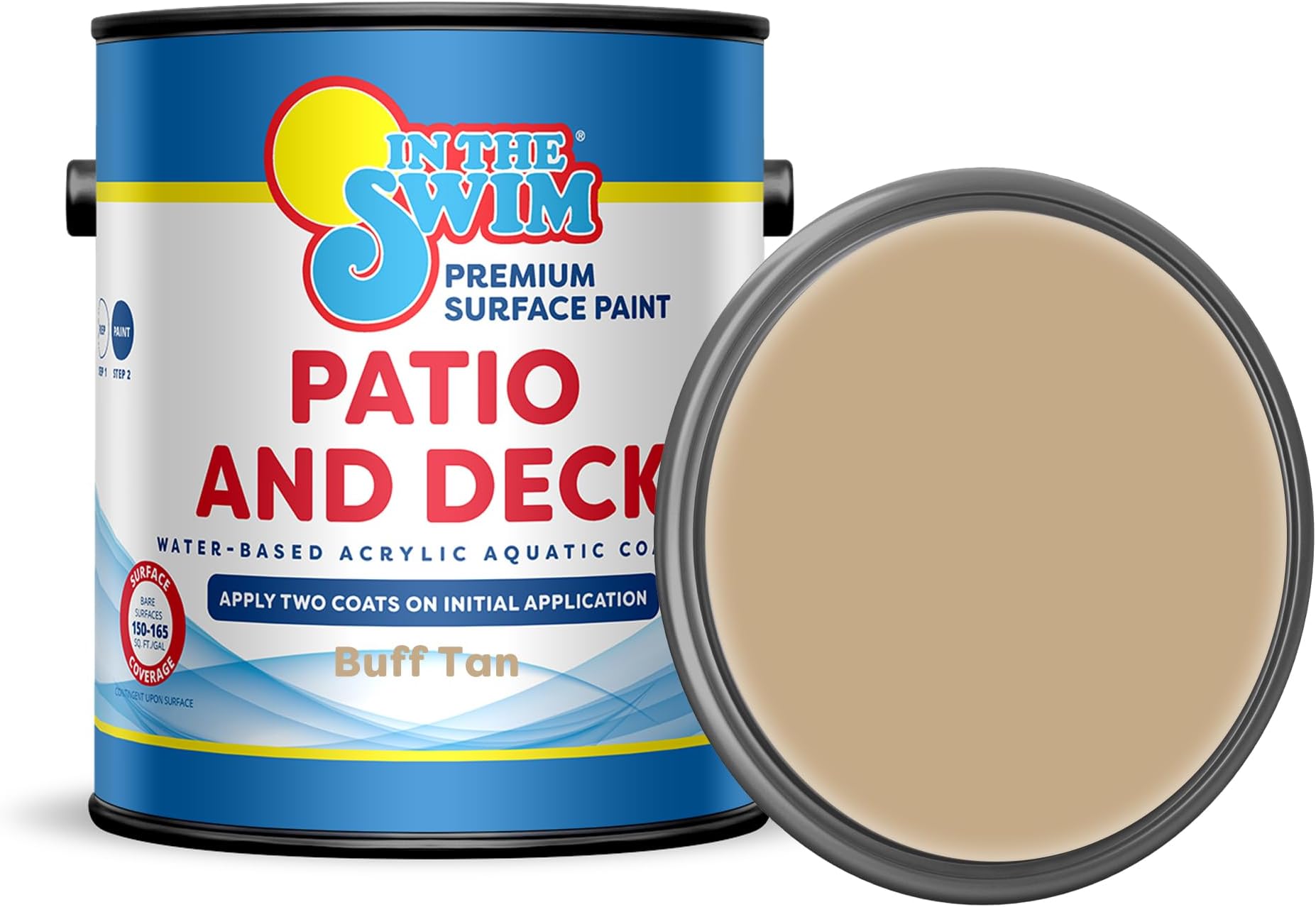In The Swim Patio and Deck Paint - Buff Tan - Water Based Acrylic Coating - For Sprayed, Patterned, or Bare Concrete Surfaces - 1 Gallon