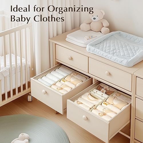 Miniatura 4 de DIMJ Organizadores de cajones, juego de 12 organizadores de armario de tela y almacenamiento, separadores de cajones para ropa de bebé, calcetines,