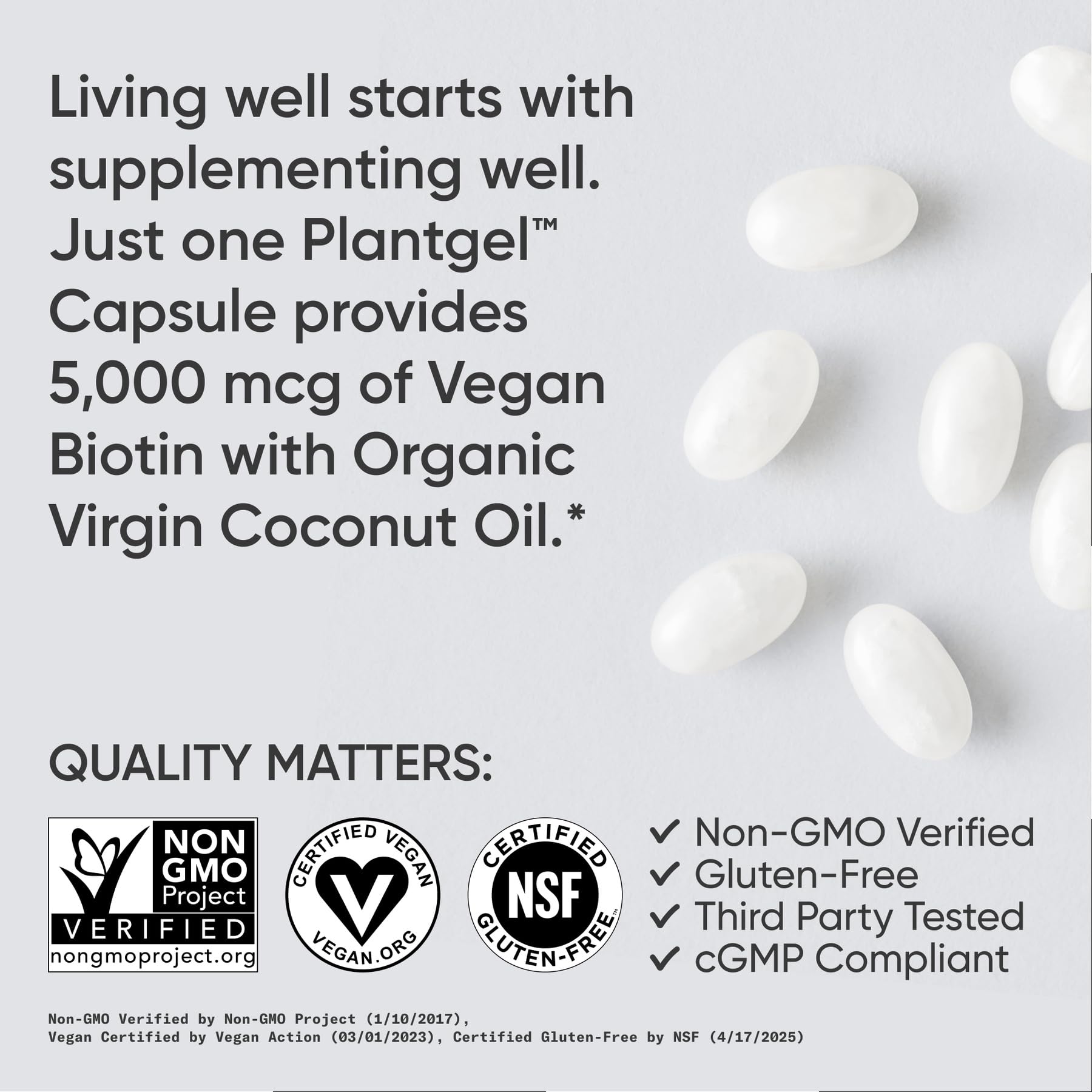 Sports Research® Biotin 5,000mcg w/Coconut Oil, 30 Count Plantgels™ — Amazon image 4