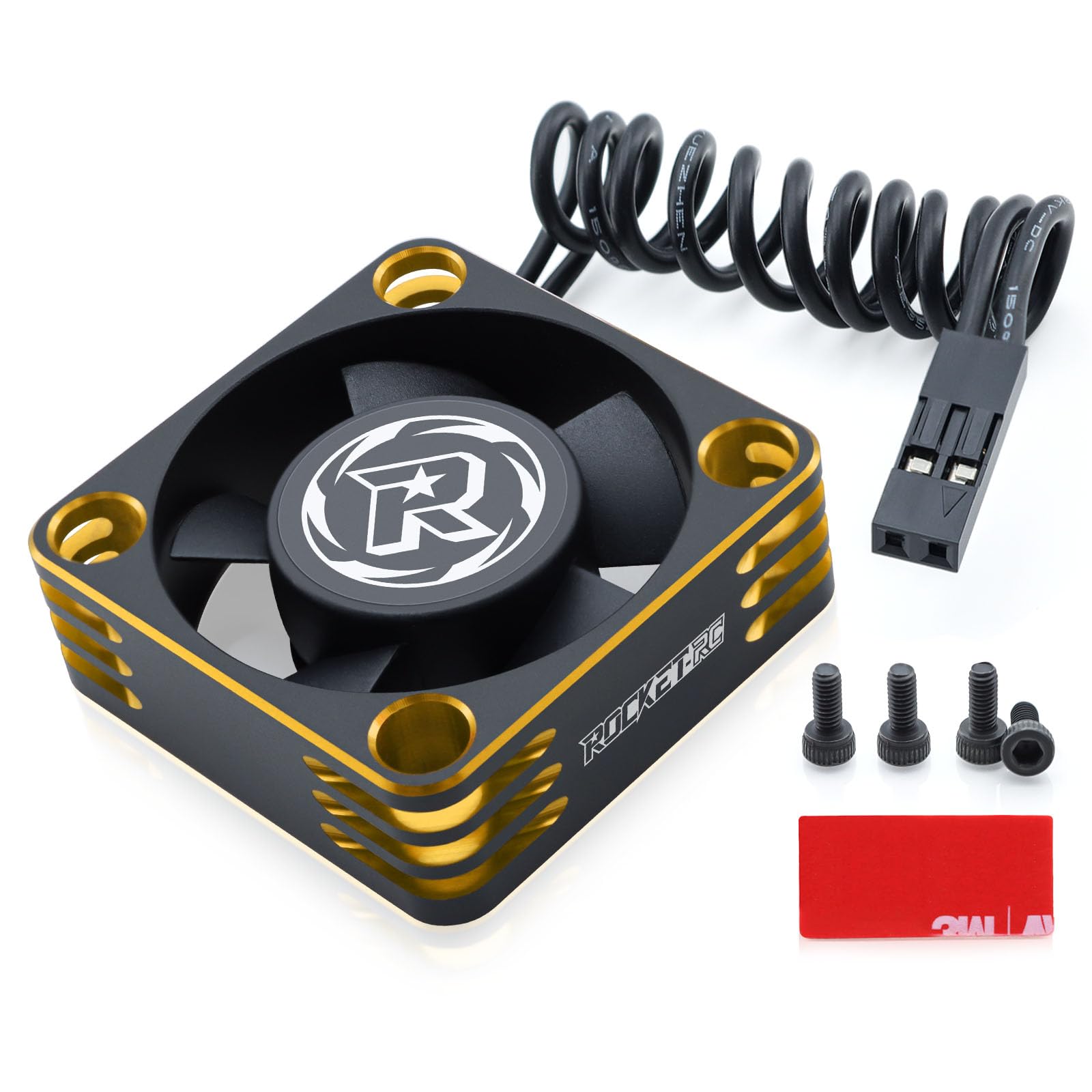 RC Cooling Fan 30mm 28000RPM 8.4V Aluminum ESC Heatsink for RC Car 1/8 1/10 1/12 Scale 540 550 Brushless Motor (Black Gold)