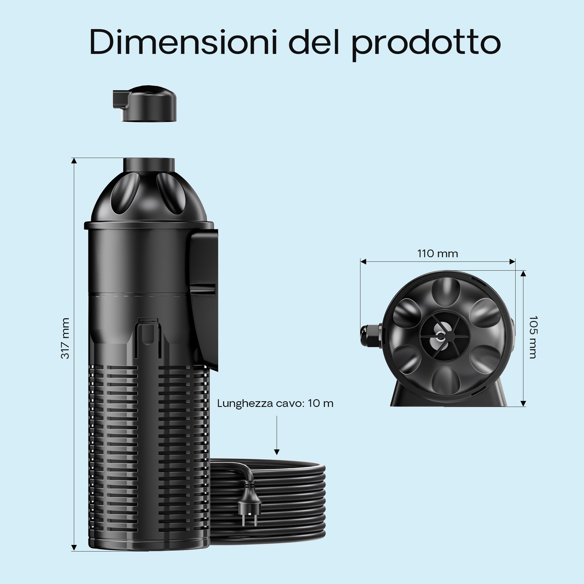 SunSun CUP-609 Filtro interno per acquario 2000l/h con chiarificatore UV 9w