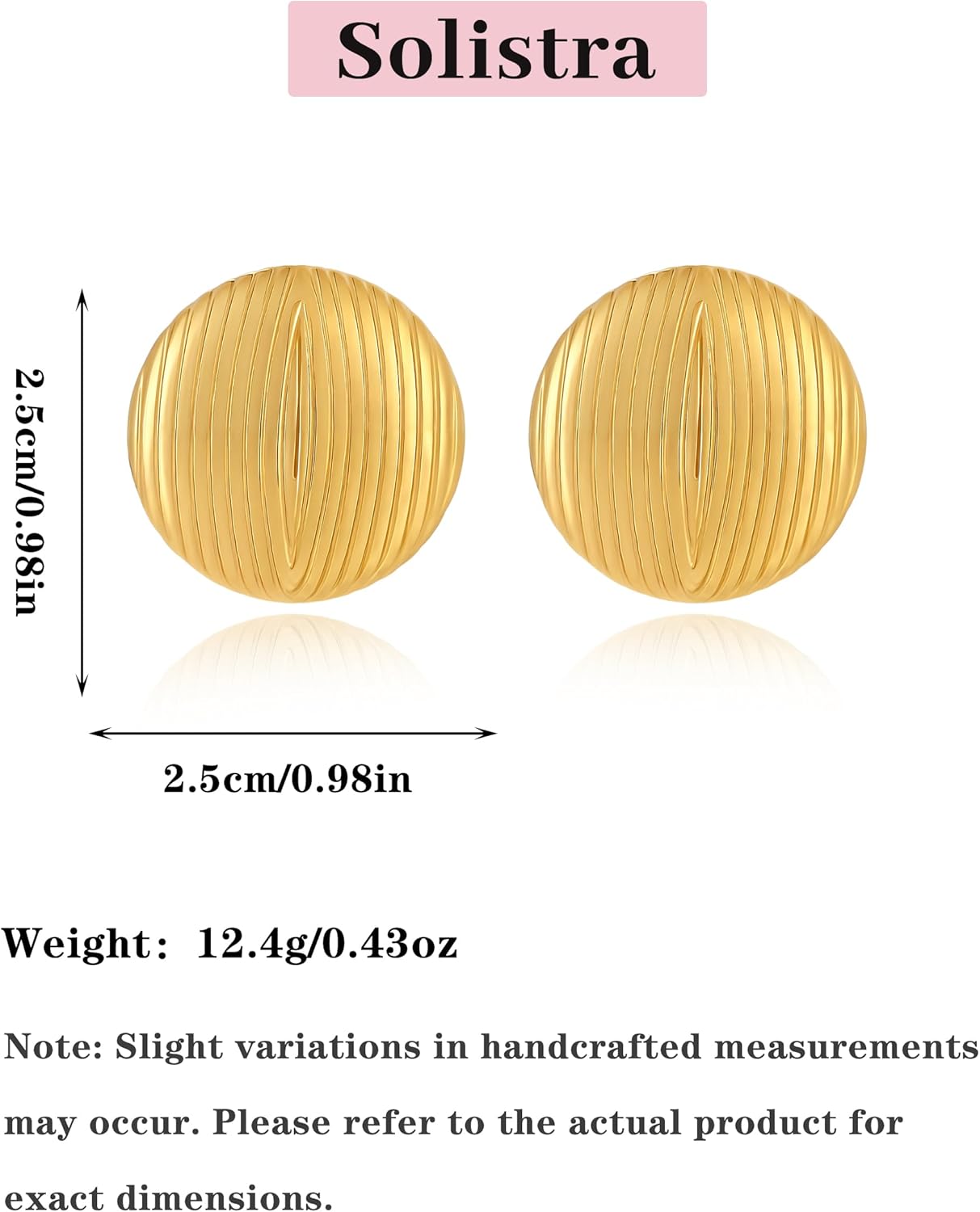 Chunky Gold Earrings for Women, 18K Gold Plated Stainless steel Waterproof Stud Earrings, Bold Vintage Chunky Jewelry for Women - Image 4