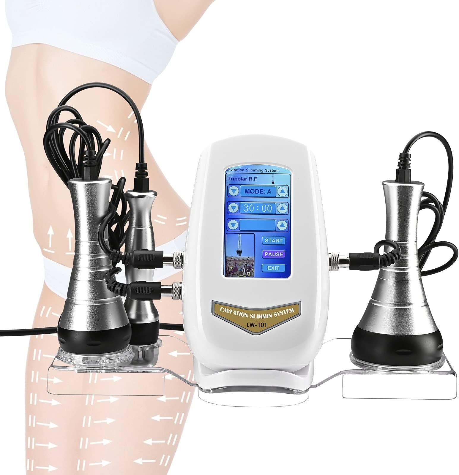 Cavitation Machine, 3 in 1 Slimming Machine Radio Frequency Instrument Skin Care, Body Sculpting Machine Multifunctional Body Facial Beauty Machine for Face, Abdomen, Buttocks And Thighs