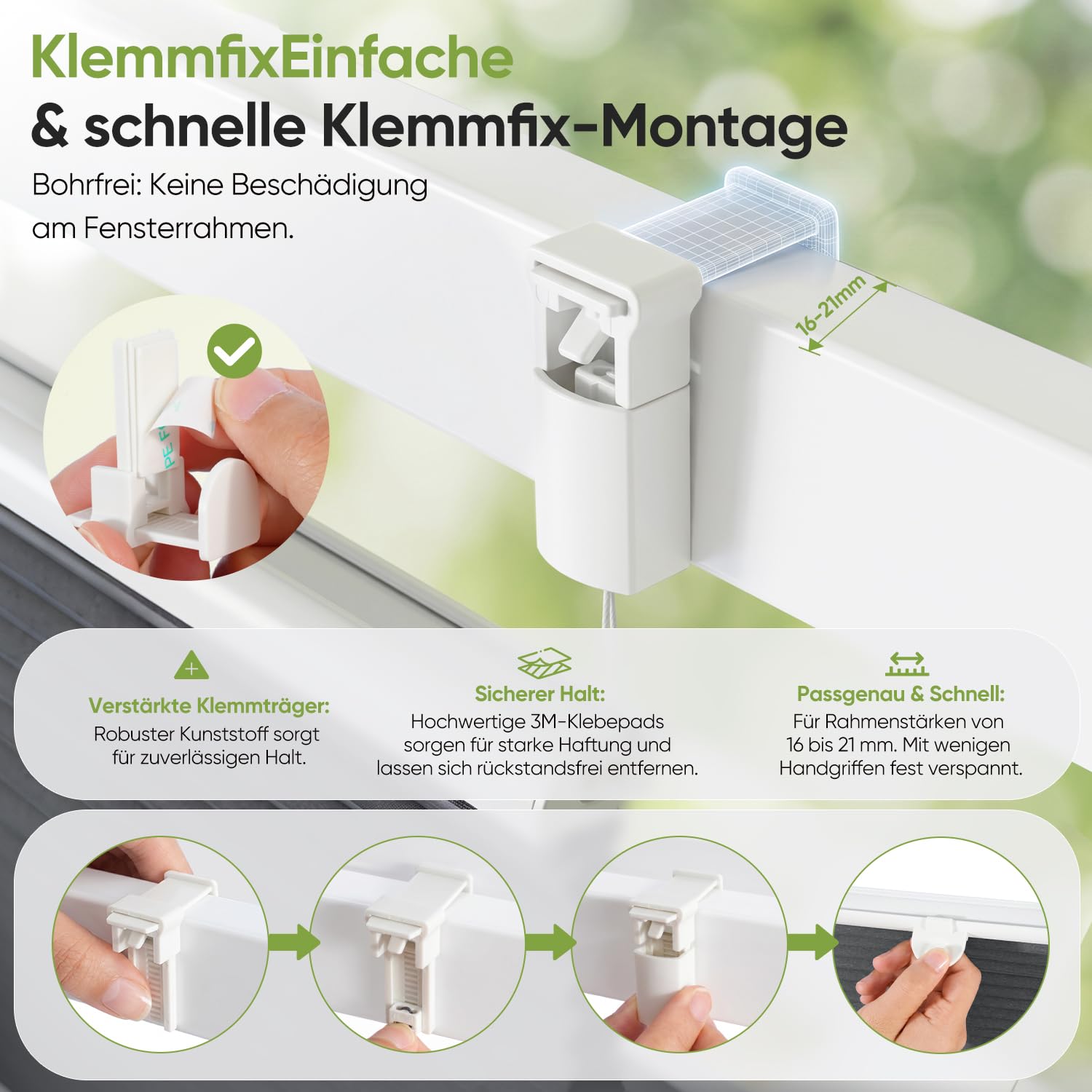 SALCAR Wabenplissee ohne Bohren Verdunkelung, Thermo Doppelplissee Klemmfix Up & Down, Hitze- & Schallschutz Plissee Faltrollo für Fenster und Türen, Zweifarbig (Weiß/Anthrazit), B 100 x H 120 cm