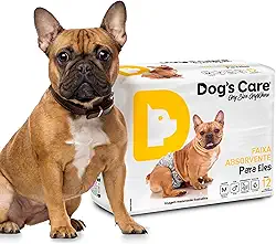 DOG’S CARE Fralda Descartável Para Cães Machos - Fralda Absorvente Para Cachorros Idosos e Filhotes - Tamanho M - Cintura de 33 a 53cm - 12 Unidades