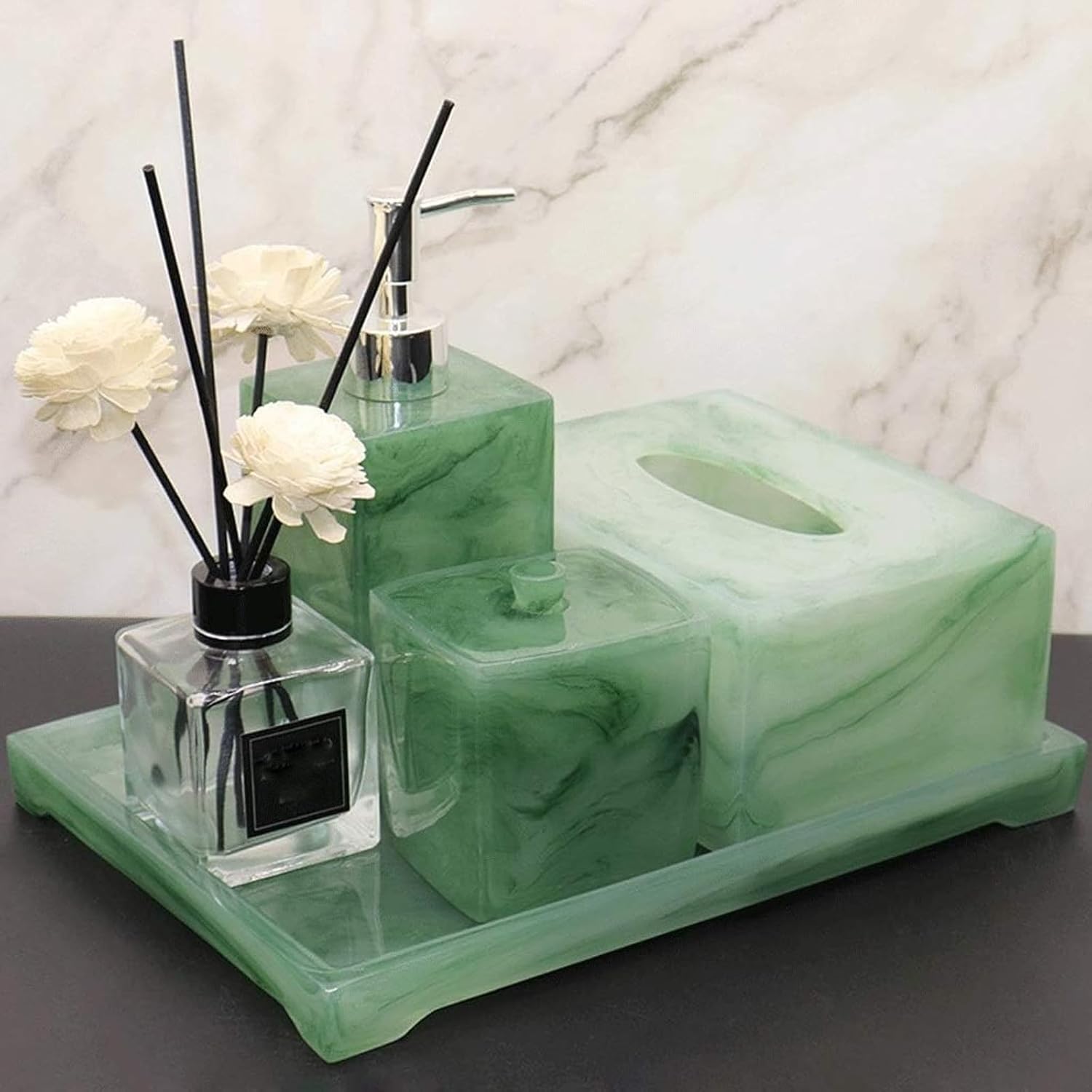 Generic Dispenser Pump Emerald Green Soap Dispenser Soap Pump Light Luxury Bathroom Accessories Bath Set Resin Shower Pump 7.7Oz/13.5Oz/16.9Oz Lotion Dispenser (Color : Soap Dispenser 16.9Oz)