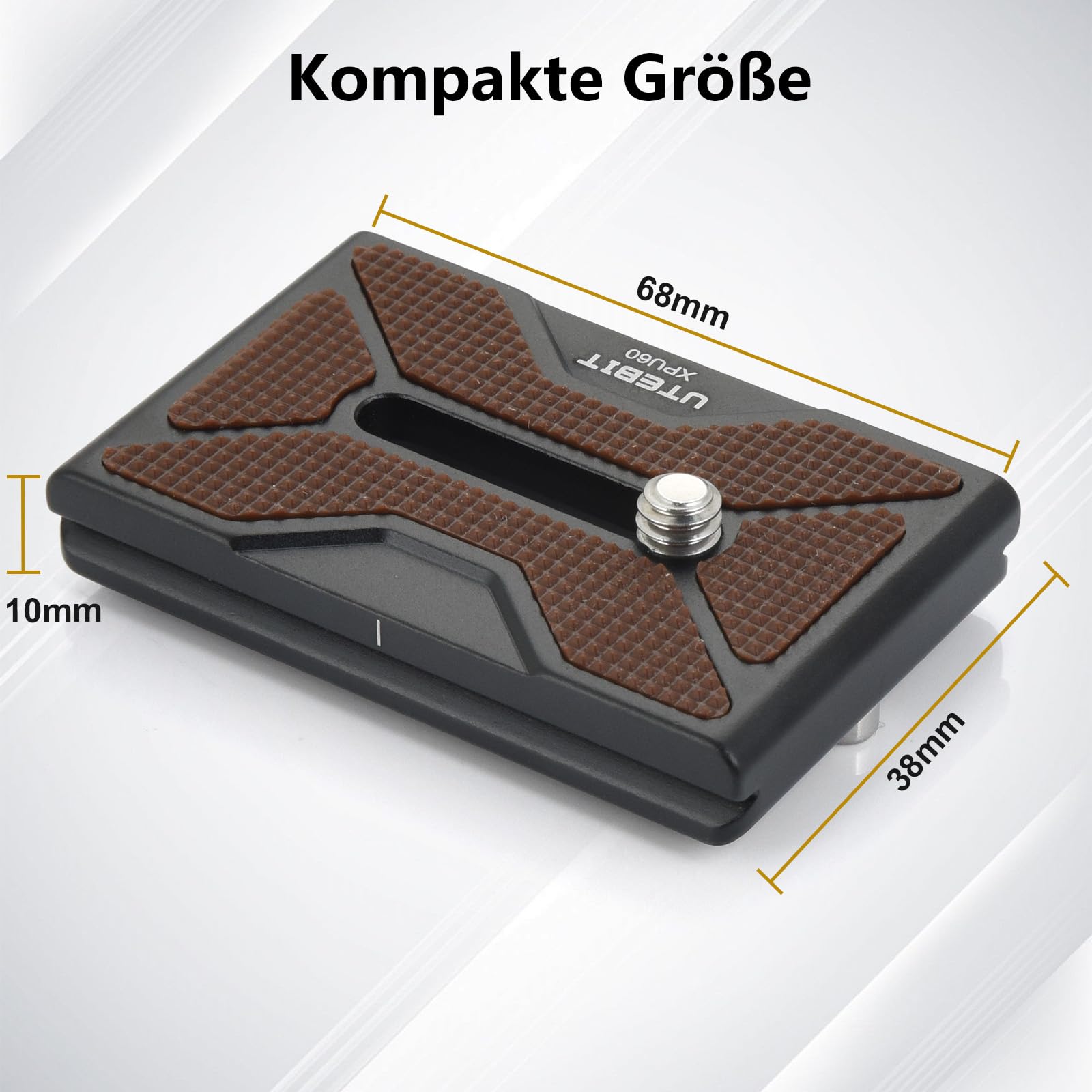 UTEBIT Plaque de Dégagement Rapide PU-60, 2 Pièces Quick Release Plate avec Vis de Caméra 1/4" Arca Swiss Plateau Rapide Compatible pour Trépied, Caméra, Rotule 60mm