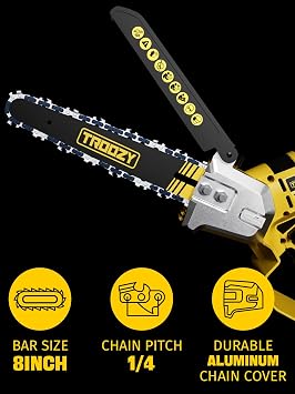 Cordless Pole Saw, 8-INCH 2-IN-1 Chainsaw with 21V 4.0Ah Battery Powered, Electric Tree Trimmer with 9FT Telescopic Pole, 180Angle for Tree Branches Pruning & Wood Cutting, Battery Included