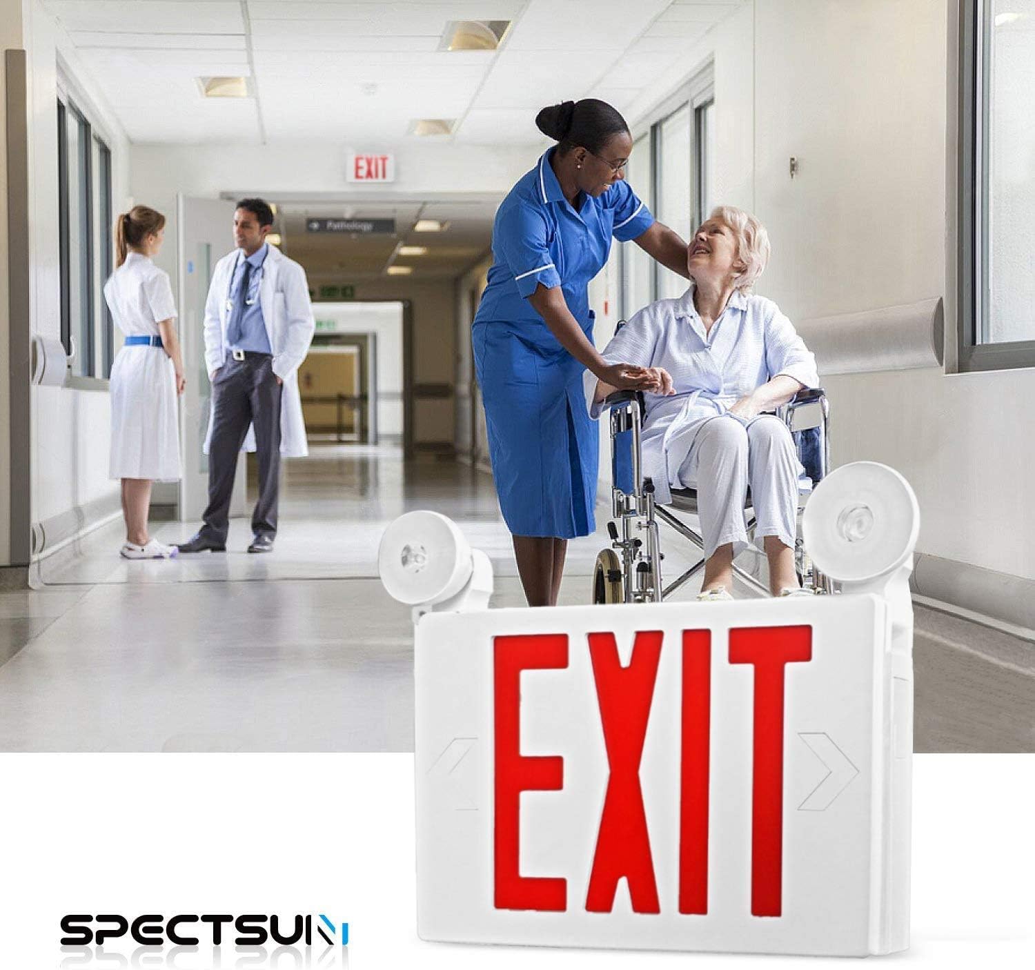 Best Cyber Monday 🔥 SPECTSUN 8 PACK LED Exit Emergency Light Combo with Battery Backup-US Standard Commercial Corded Emergency Exit Sign Lights for Home Power Failure,UL 924 Certified-Cut Powered Exit Sign