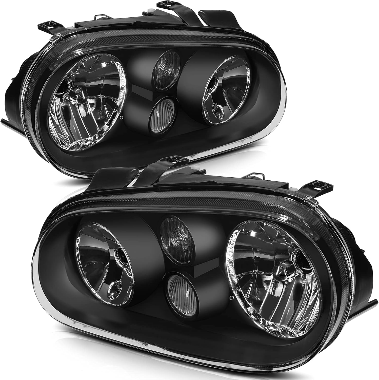 OCPTY Headlight Headlamps Black Housing Clear Reflector
