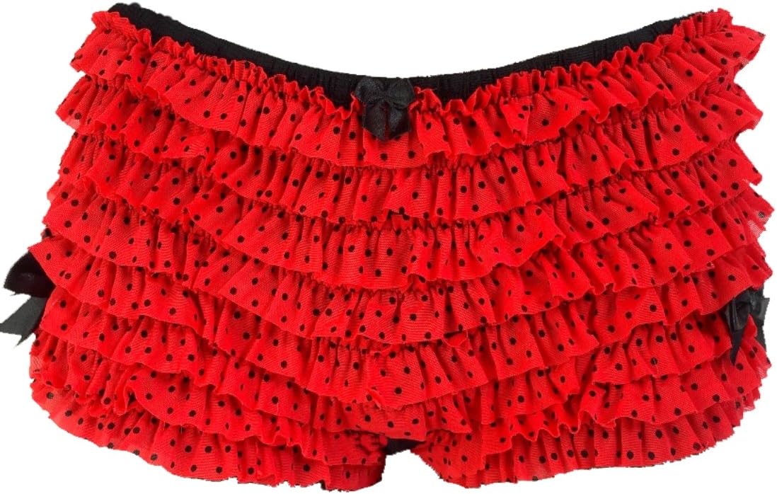 Sexy & Flirty Ruffle Can Can Frilly Retro Soft Mesh Dotted and Heart Knickers (Small to Extra Large Size)