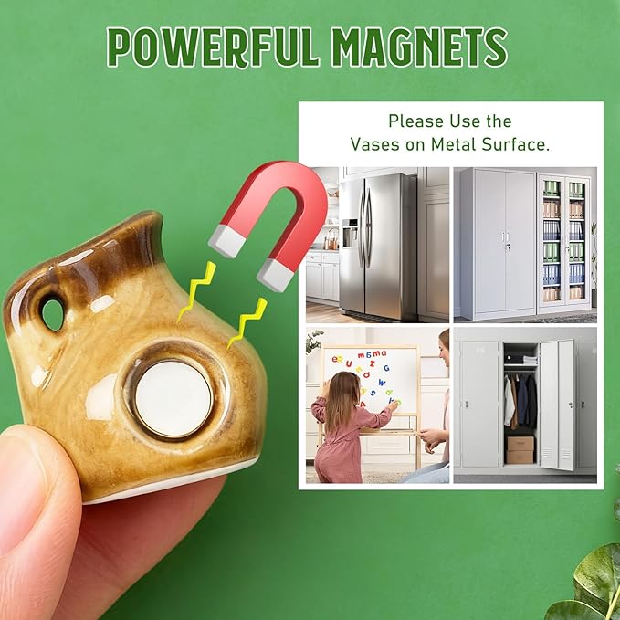 8 Imanes para Nevera Mini Florero de Cerámica con Flores Artificiales miniatura 5