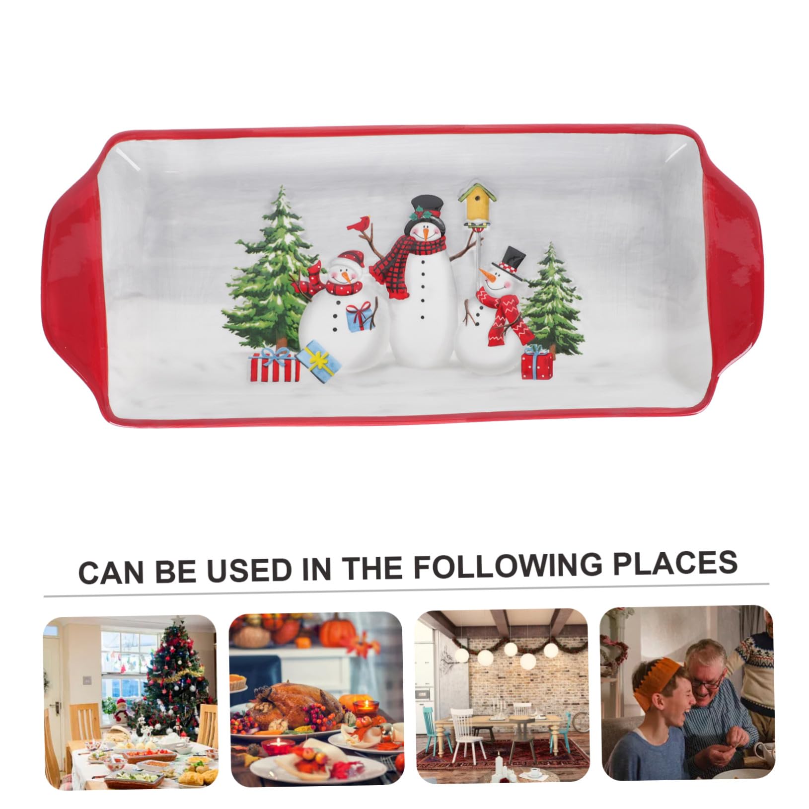 VALICLUD Vassoio Di Servizio Di Natale Ceramica Con Doppia Maniglia Vassoio Western Per Manzo E Dessert Piatto Decorativo Per Feste Cucina E Ristorante