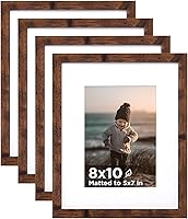 Vista 100 de KINLINK Juego de 4 portarretratos plateados de 5 x 7, marcos de fotos de madera con paspartú de 4 x 6 con plexiglás para 4 x 6 con paspartú o 5 x 7