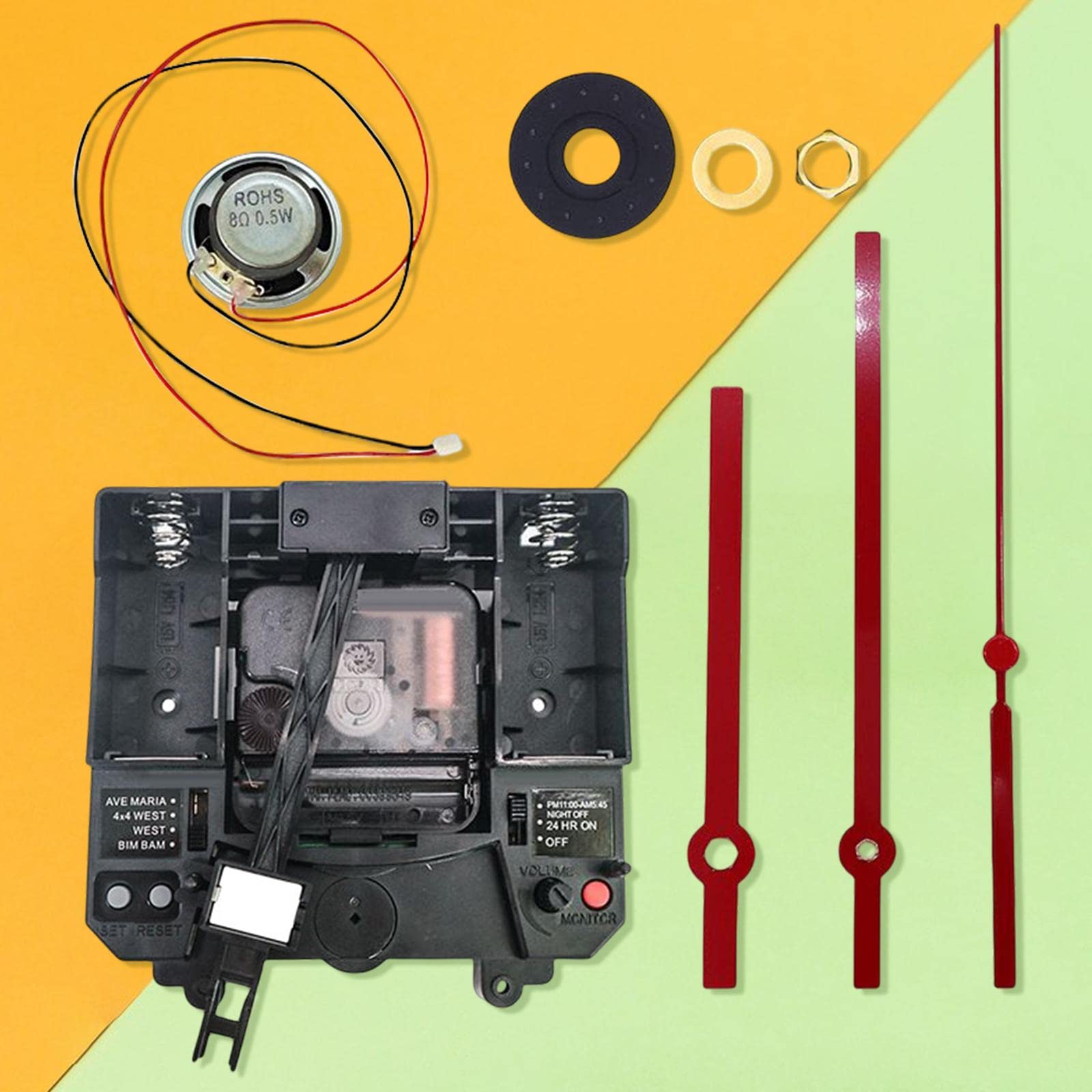 Generic Meccanismo Orologio Pendolo Ricambio Kit Accessori Movimento Orologio Parete PP Carillon Musicale Adatto per Orologio Da Muro Pittura Fai Da Te Ripara, stileJ