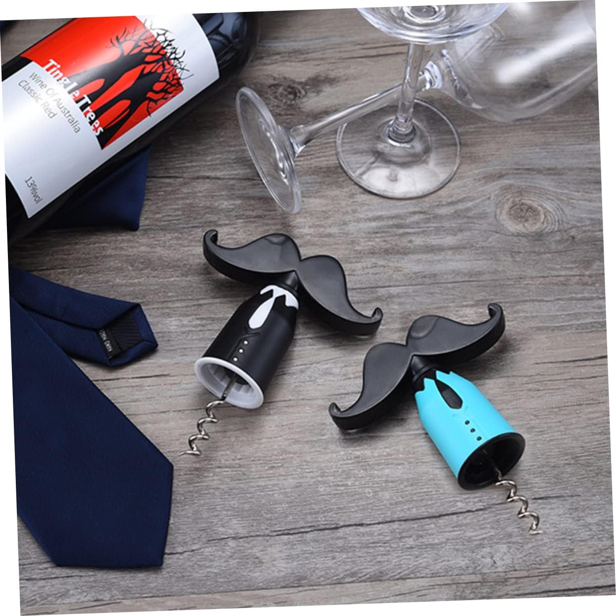 Gentleman Shaped Wine Bottle Opener Corkscrew, Portable Bar Tool Blue | Stainless Steel and ABS Construction, Ergonomic Lightweight Design, Easy to Use for Household Bars, Waiters, Beginners