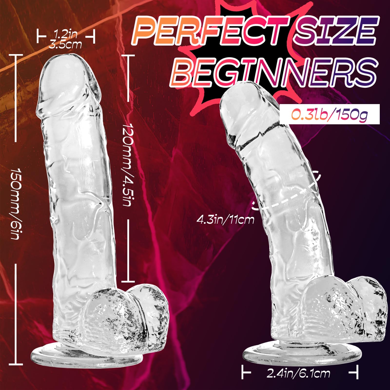 Small Realistic Clear 6 inch Cute Dildo,Adult Sex Toy with Suction Cup Dildo, Suitable for Beginner Women/Men/Gay with Thin and Slim Poke, can be Use for G-spot and Anal: Clear Dildo