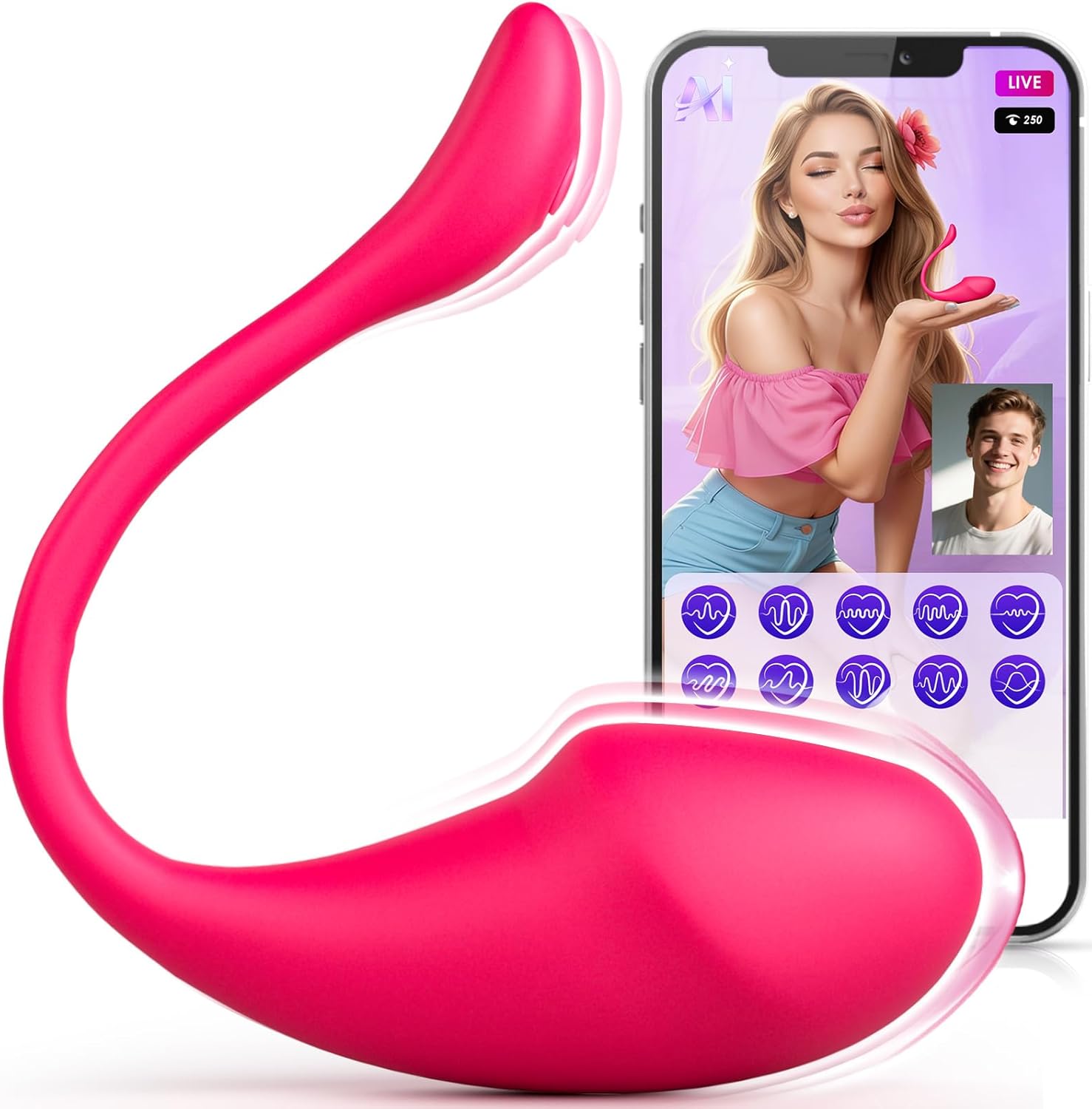 ECRVOM Dildo AI Sync Vibrator Sex Toys - Wearable Panty Vibrating Egg Vibrators with 9 Modes, APP Control, G Spot Clitoral Anal Butt Plug Unisex Adult Sex Toy for Women Men Couples Long Distance