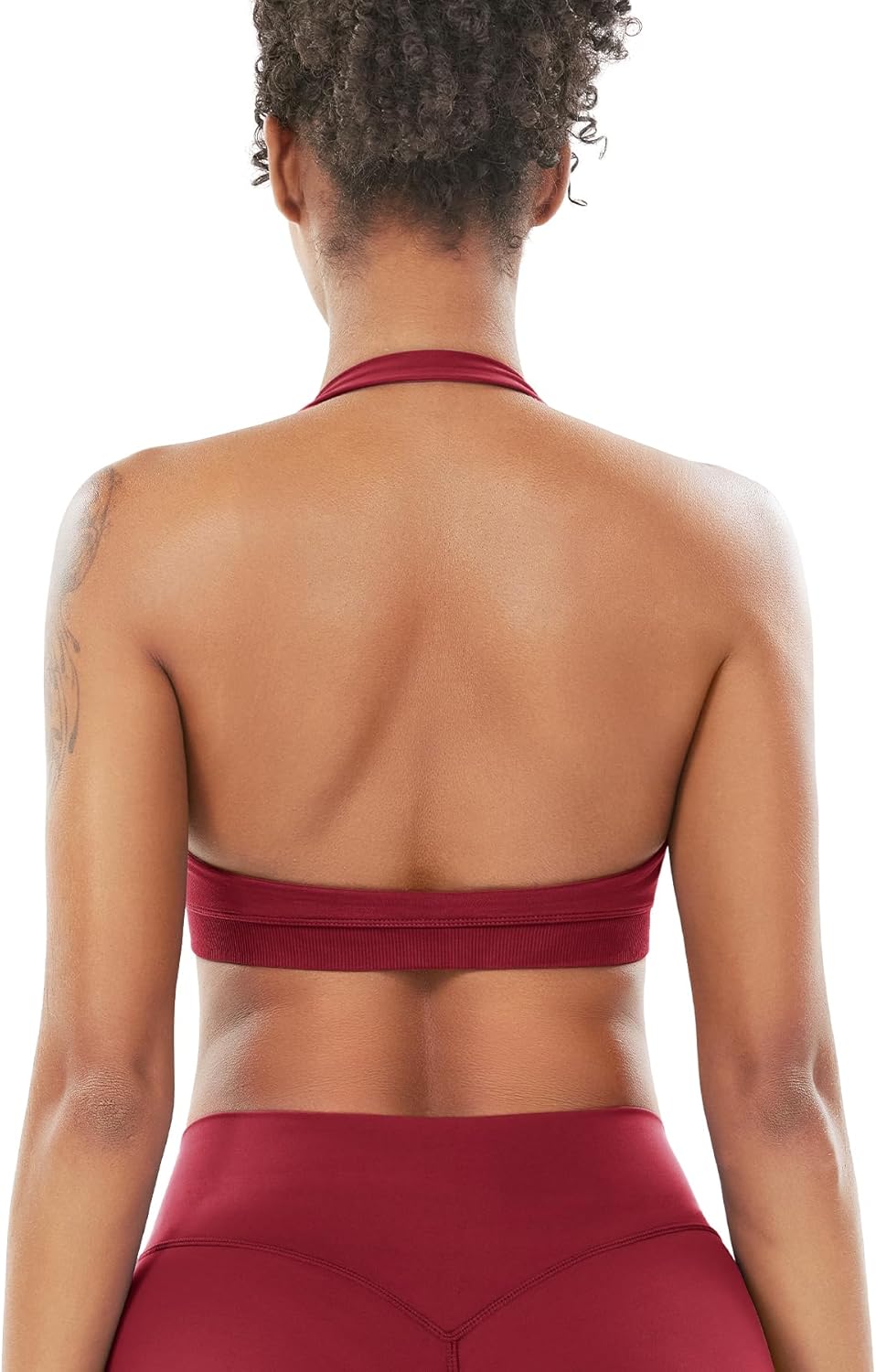 VOYJOY Women Workout Impact Bras Medium Low Support Halter Sports Bras Seamless Open Back Gym Padded Yoga Crop Top - Image 2