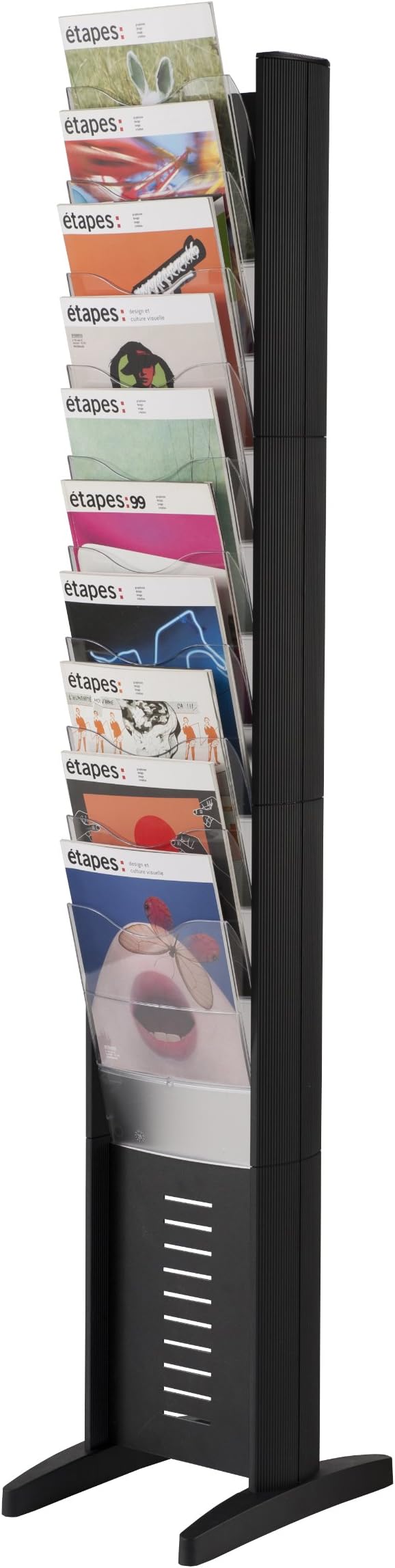 Fast Paper Display Floorstanding 10 Compartment W302xD382xH1607mm Black Ref 278.01