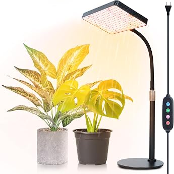 FRGROW Table Top Plant Lamp LED with 4/8/12/16/20 Hr Timer 25 Watt Full Spectrum Plant Light for Indoor Plants 208 LEDs Grow Lamp for Plants Daisy Chain Function [Energy Class E]
