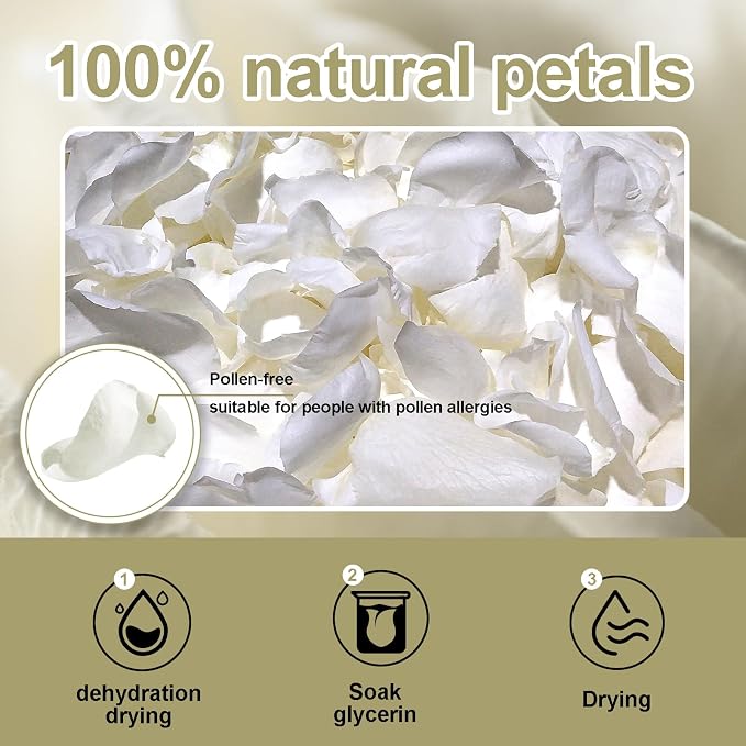 Pétalos de rosa secos blancos 100g para boda miniatura 5