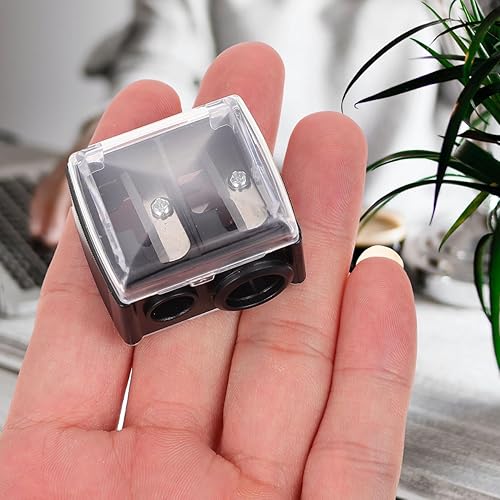 Miniatura 4 de Lurrose Sacapuntas de lápices duales, sacapuntas de cejas, sacapuntas de maquillaje manual para delineador de labios, lápices de cejas y