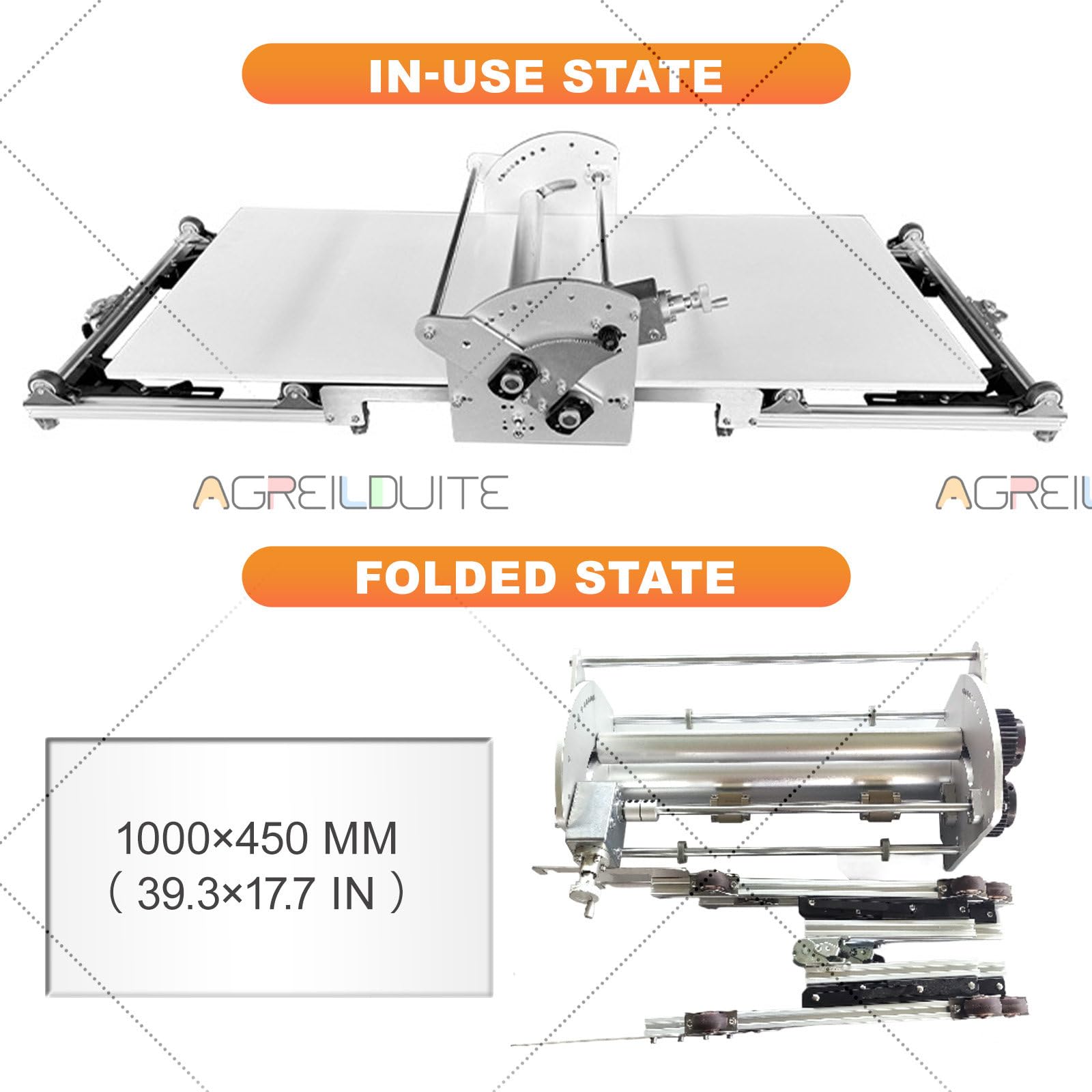 Teigausrollpresse, Wendbare Teigrolle, Ausrollpresse, Kommerzieller Vertikaler Fondant-Glätter, 40 × 17,7 Zoll Ausrollbrett, Faltbar | 2–30 Mm Dicke, Einstellbar, Für Croissants, Eierkuchen