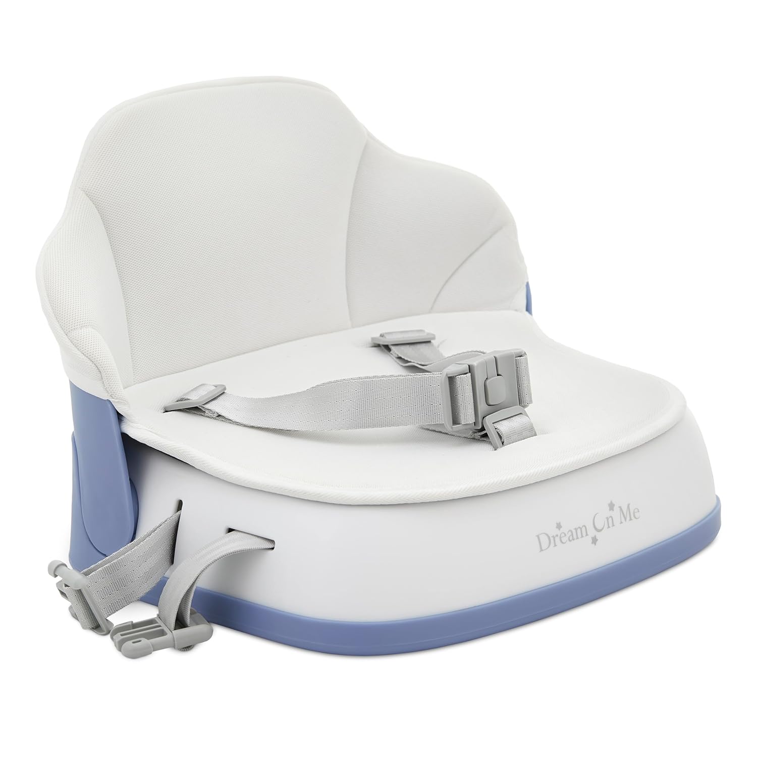 Dream On Me Cozy Pod Baby Booster Seat for 6–36 Months, Portable Travel Booster Chair with 3-Point Safety Harness & 2 Fixing Belts, for Table & Dining, Lightweight Foldable & Easy to Carry - Gray