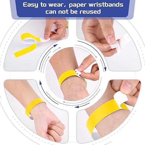 Miniatura 4 de 2000 pulseras de papel para eventos, impermeables, color rojo neón, pulseras de identificación de conciertos, bandas de mano para eventos, pulseras